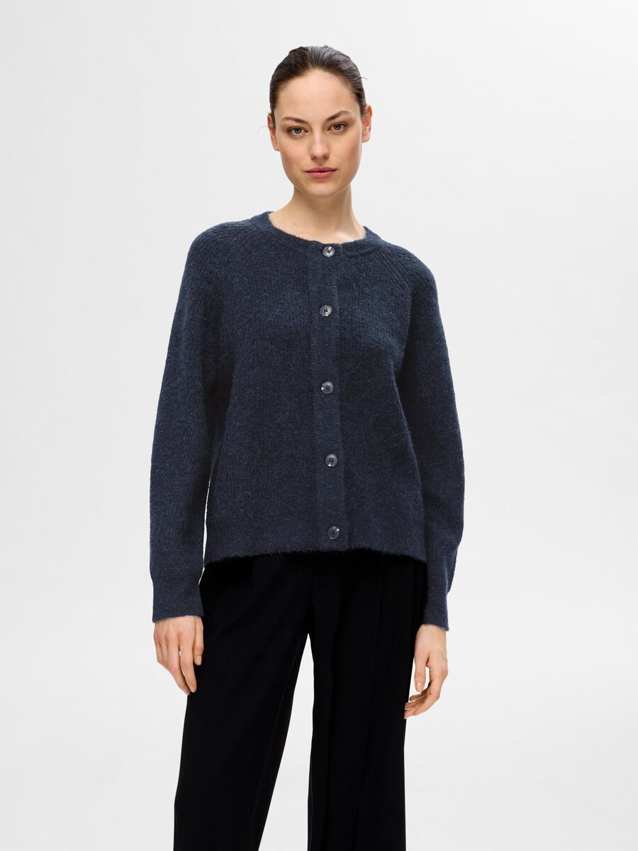SLFLULU LS KNIT SHORT CARDIGAN NOOS. (Dark Sapphire)