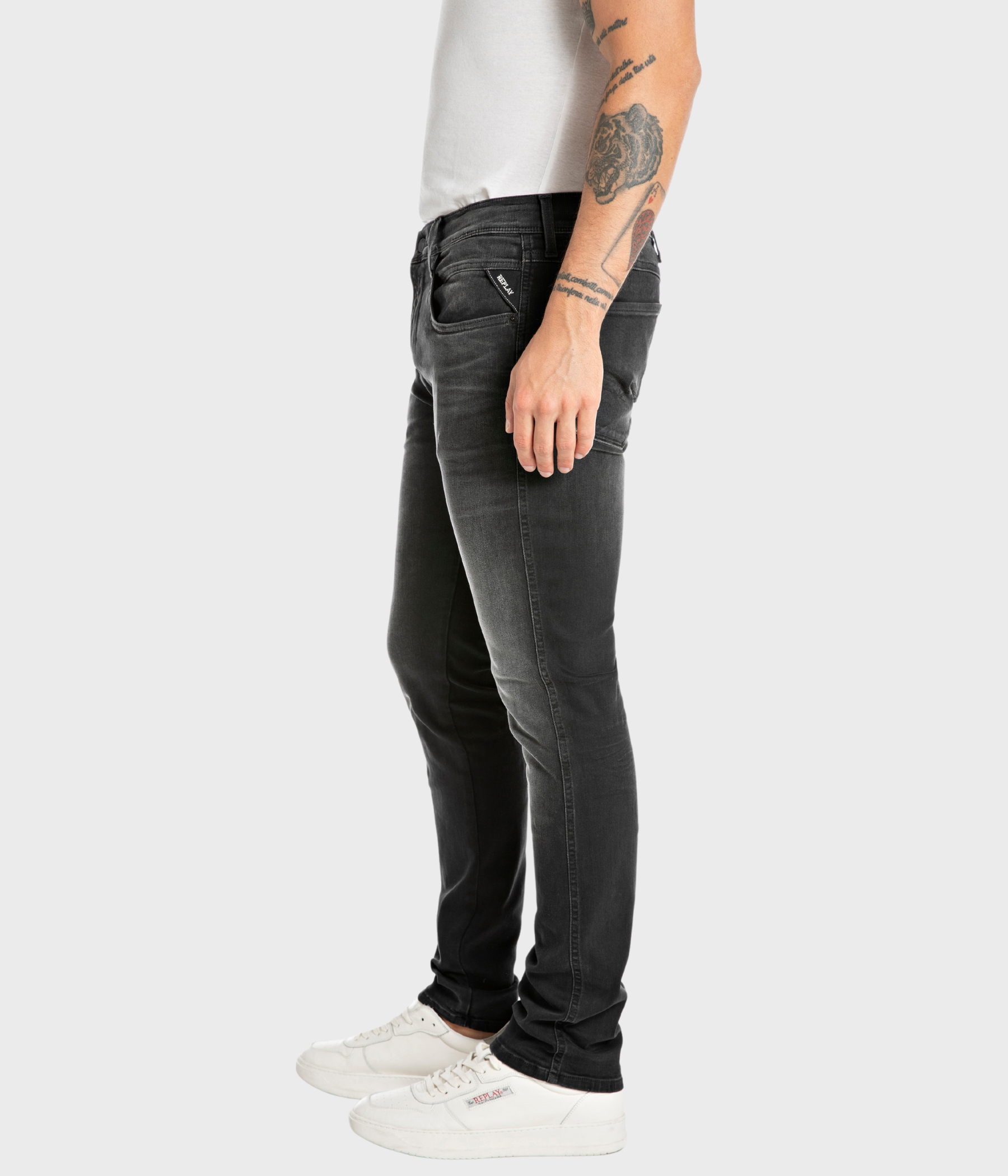Trousers ANBASS Hyperflex Dust (098 BLACK Dark wash tone)