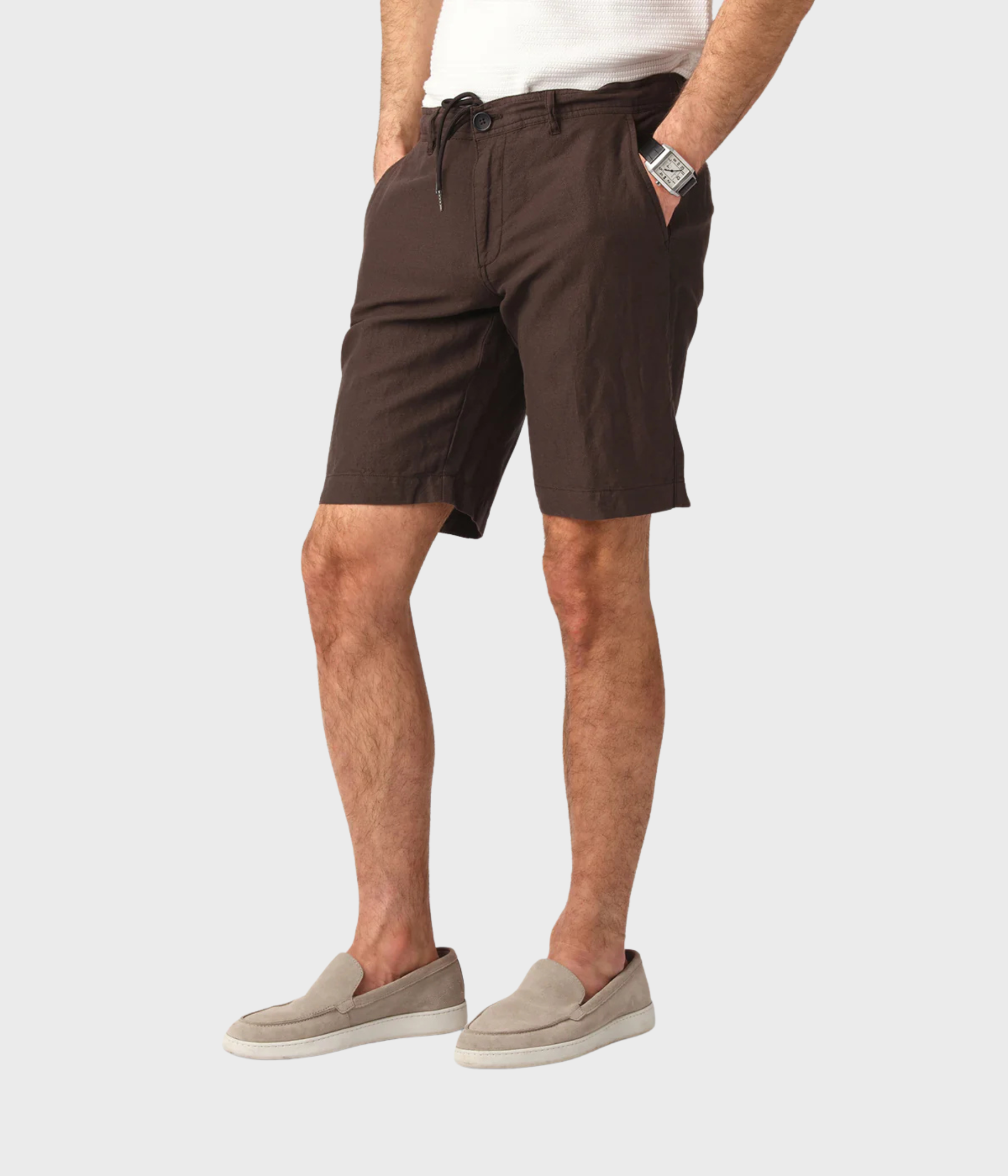 Linen Mix Shorts (Chocolate)