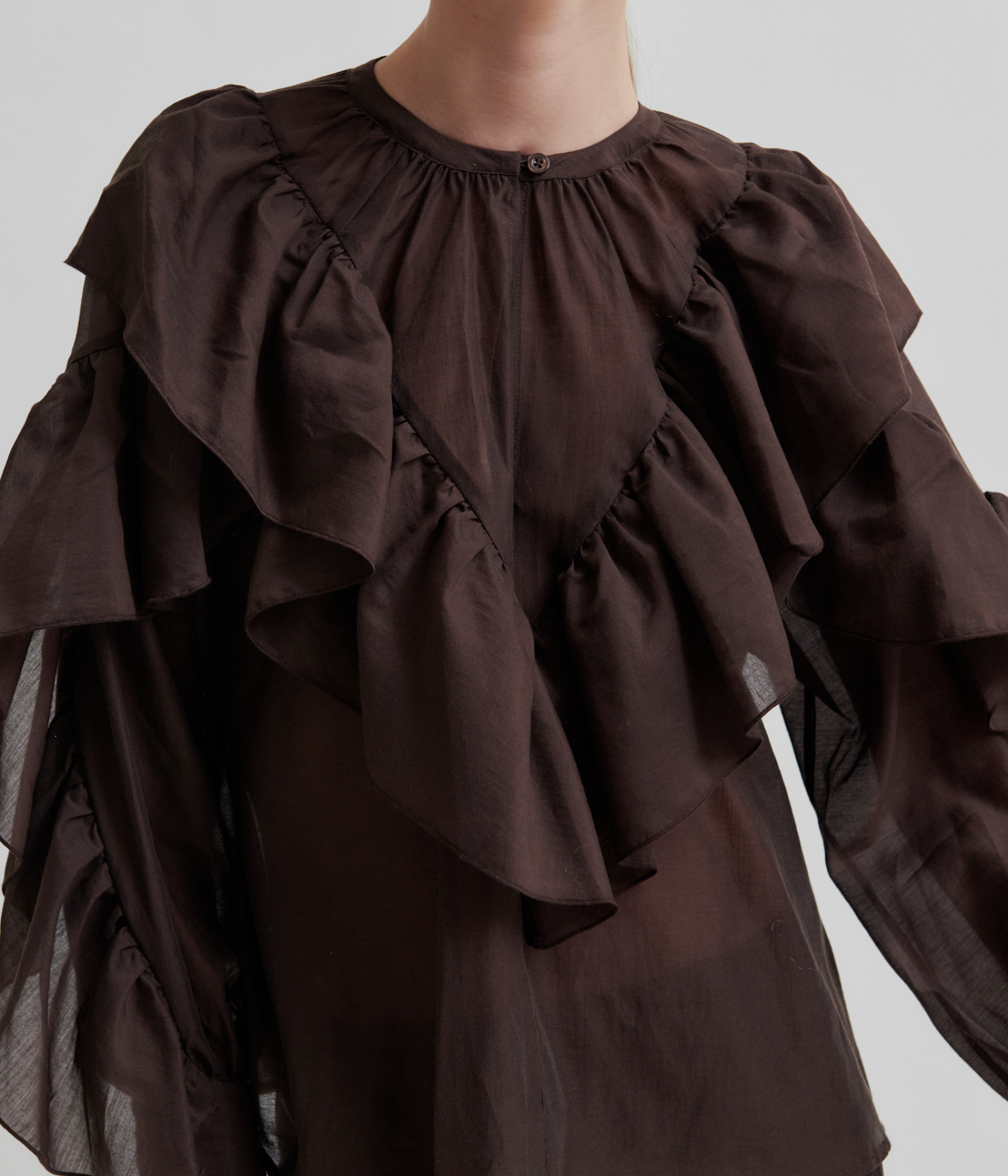 Fria Frill Blouse (6021 Chocolate Plum)