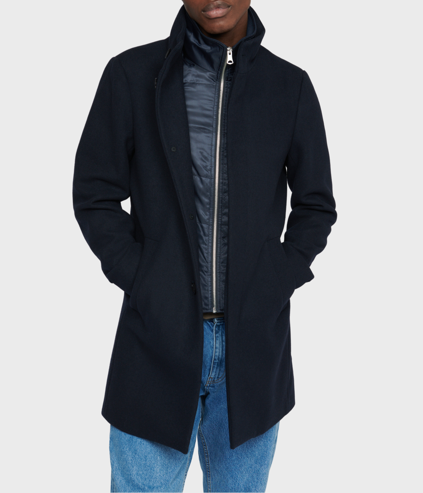 Klassiska kappa med rak passform i mörk navy