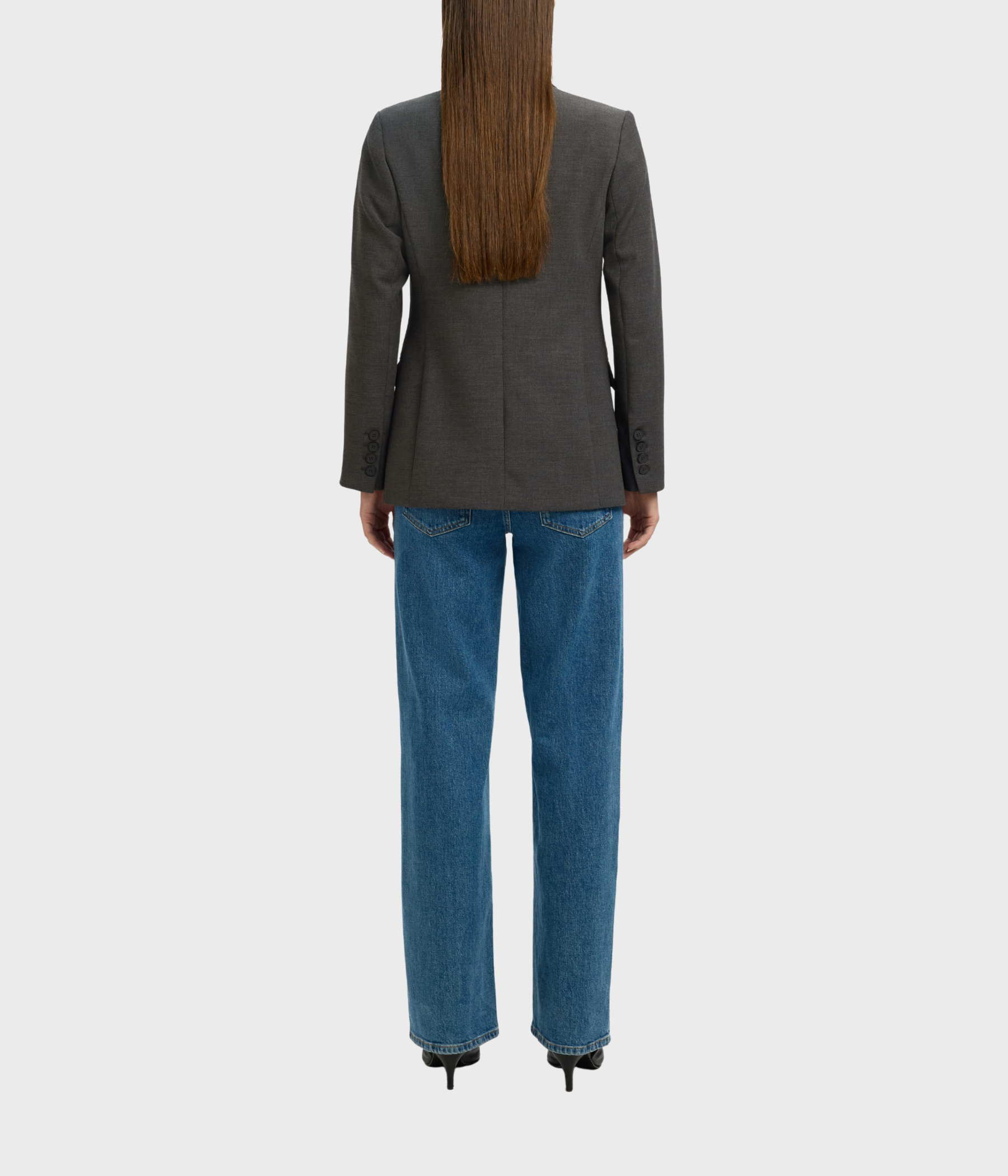 Slfrita Ls Classic Blazer Dgm Noos. (Dark Grey Melange Detail:MELANGE)