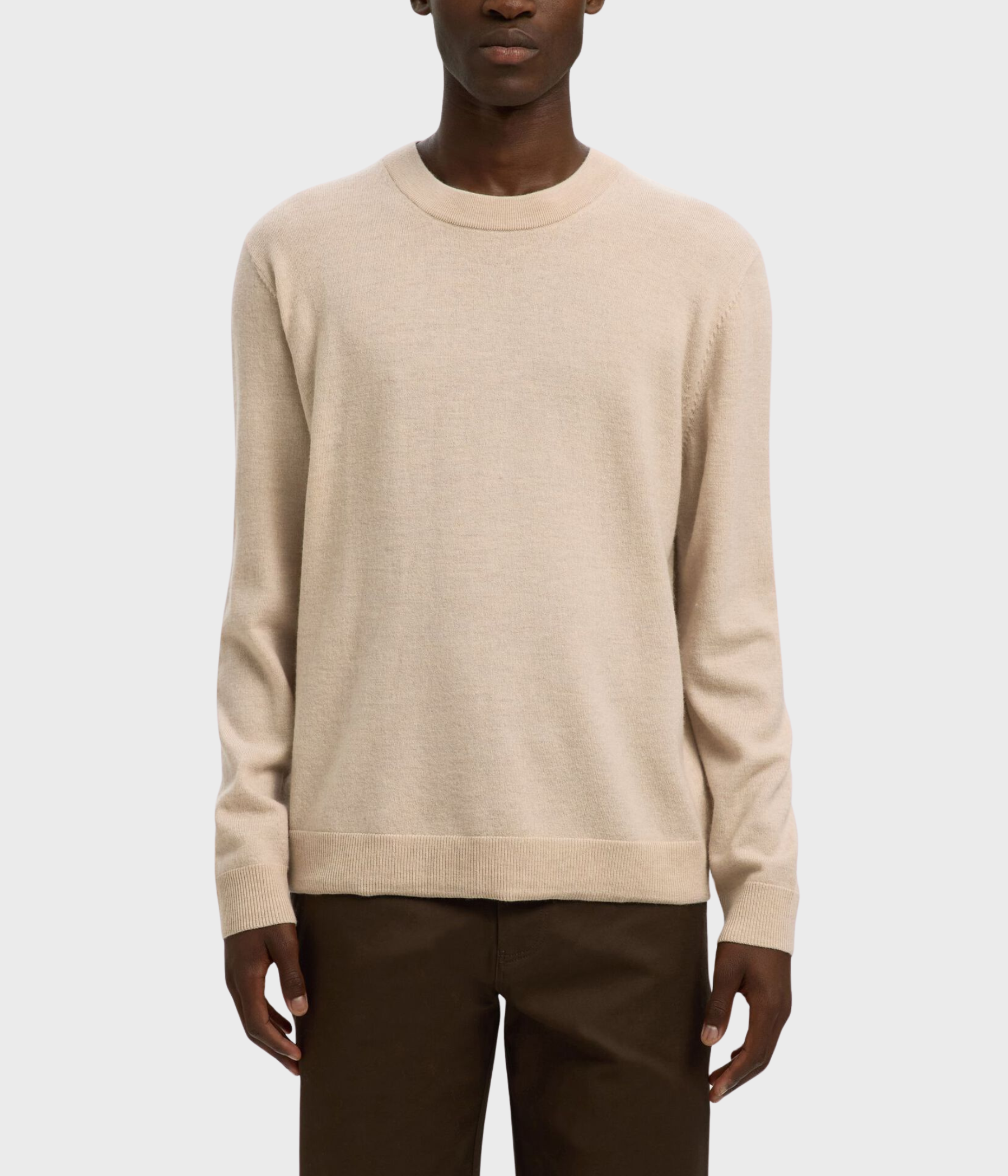 SLHTRAY MERINO BRUSHED RELAXED CREW NOOS. (Oatmeal Detail:Melange)