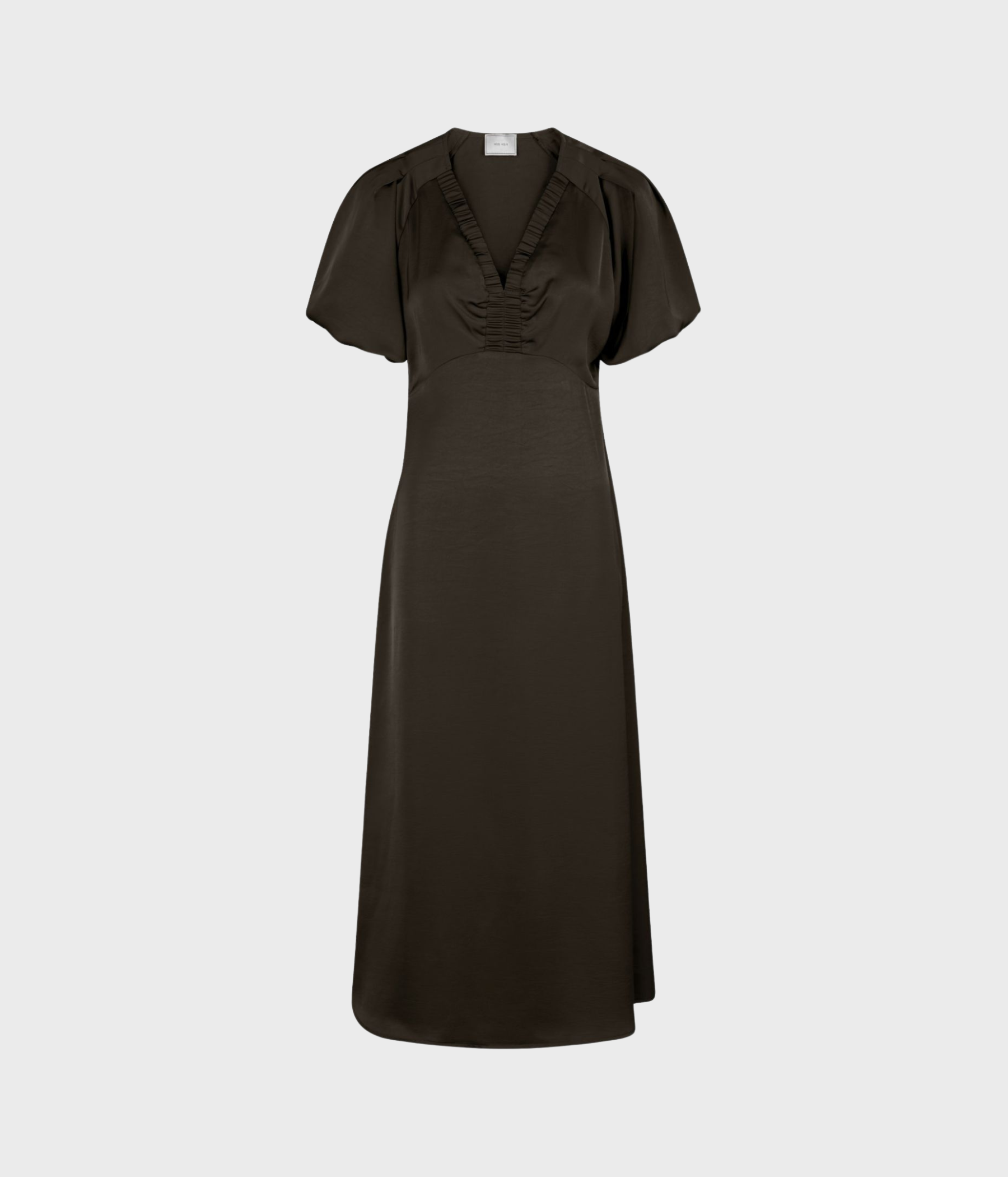 Illana Heavy Sateen Dress. (676 DARK BROWN)