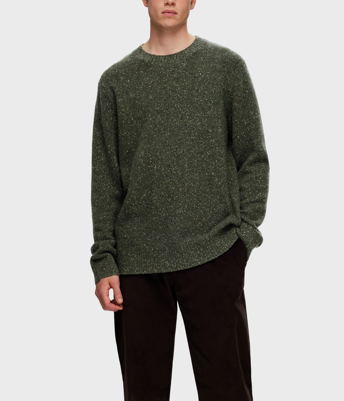 Slmneil Ls Knit Neps Crew Neck (Forest Night Detail:Neps)