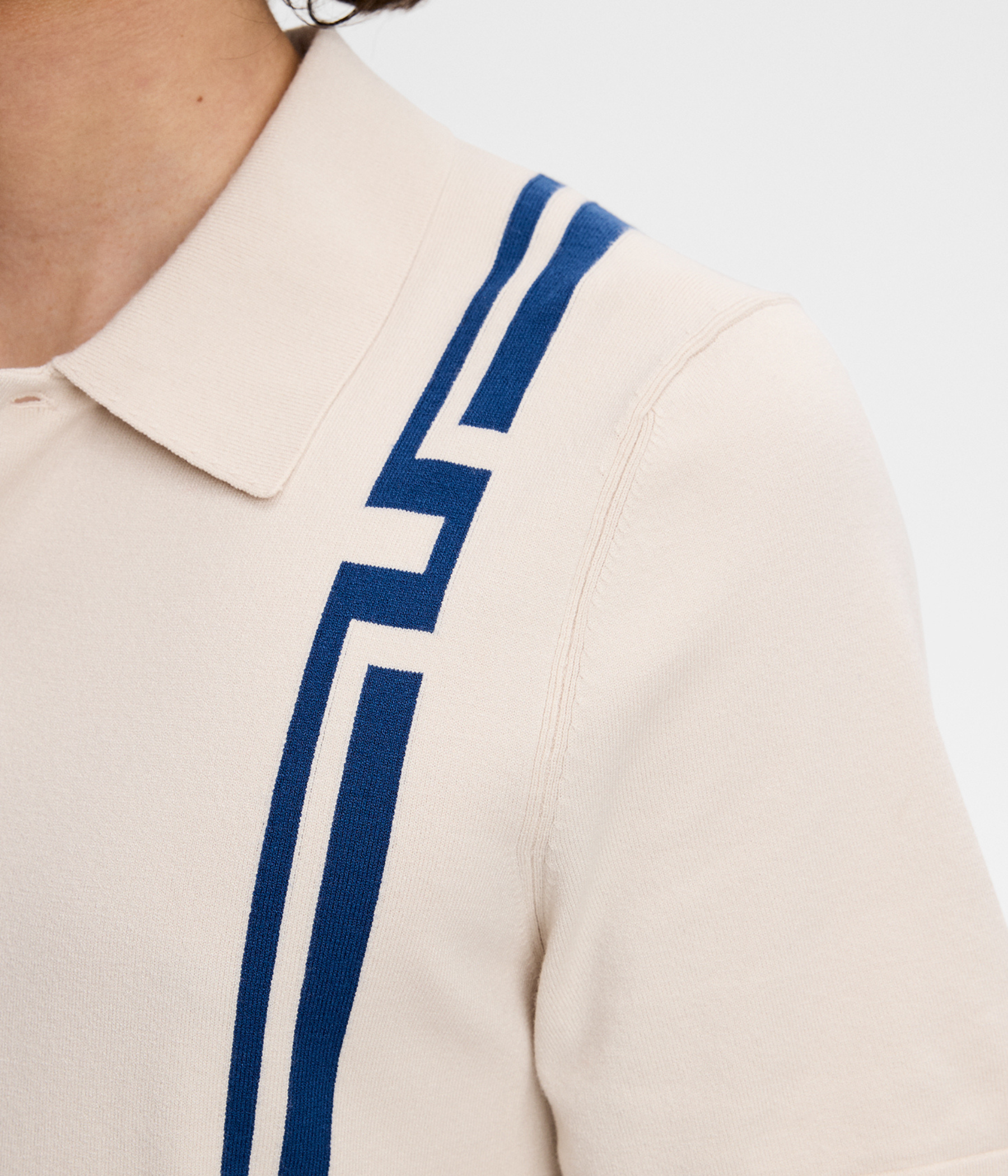 Rylan Stripe Knit Golf Polo (U029 Moonbeam)