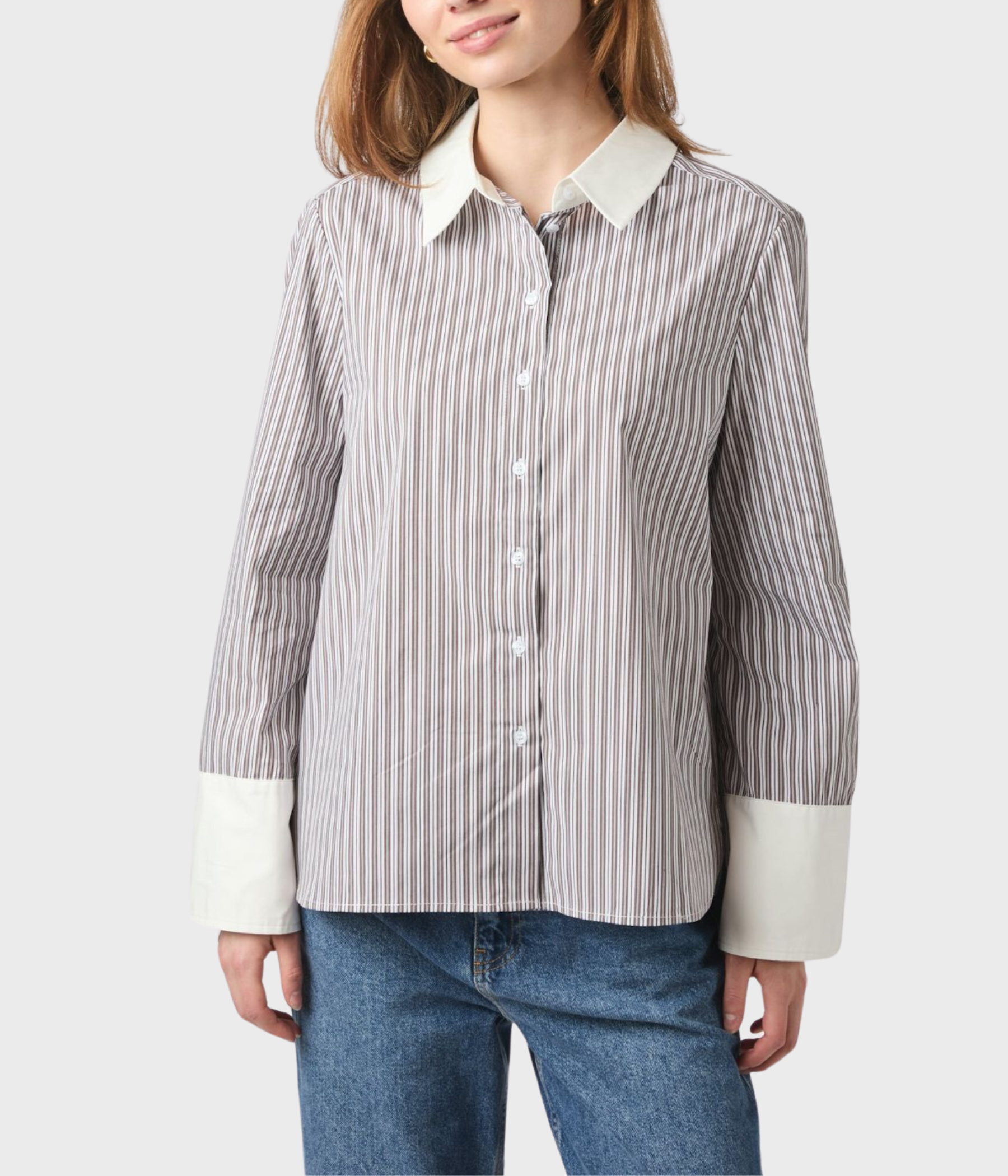 Dranila Stripe Shirt (210 BROWN)
