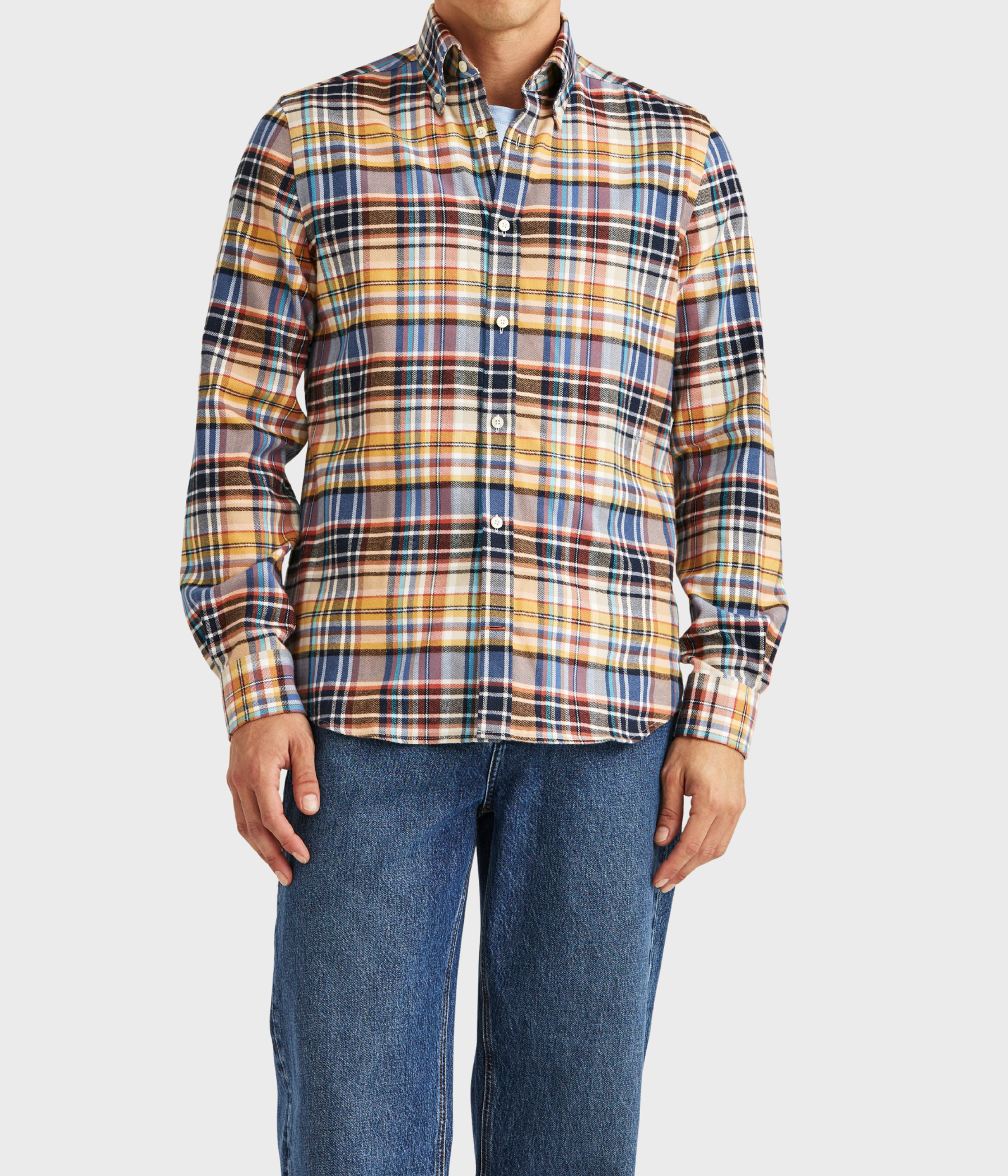 Happy Tartan Check Shirt-Classic Fit. (11 Yellow)