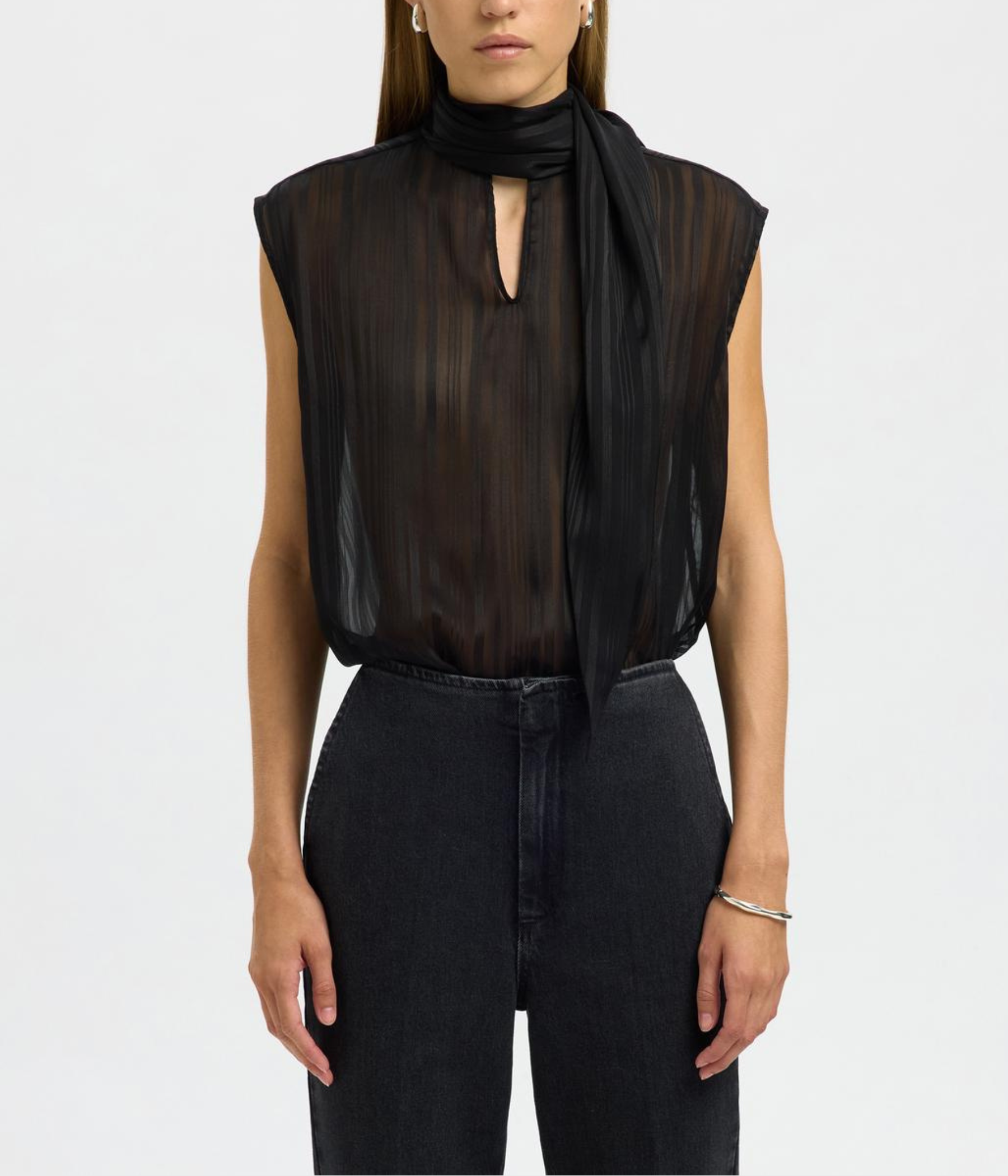 SLFMARGRETHE SL TIE TOP EX. (Black)