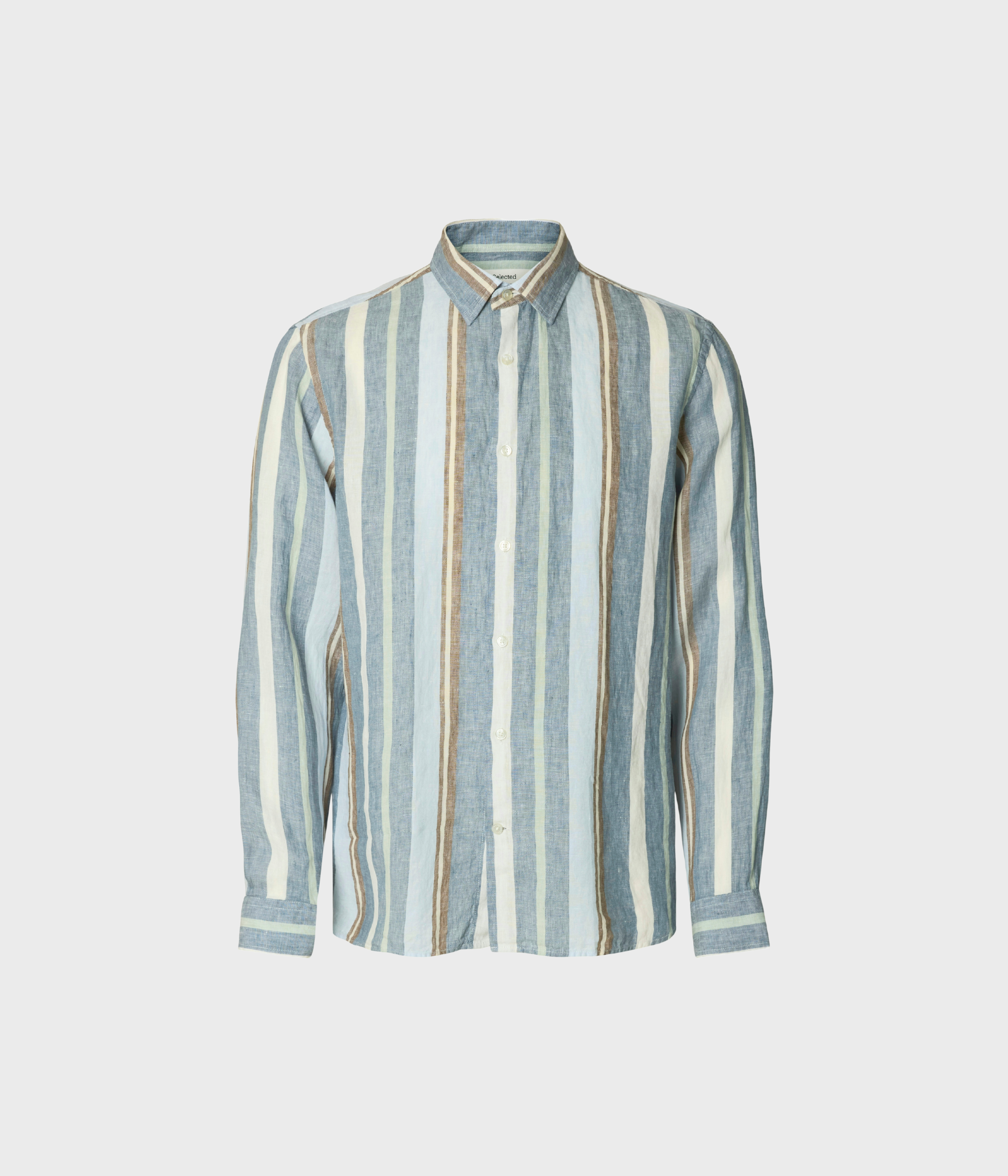 SLHREGKYLIAN LINEN LS SHIRT (Blue Mirage Stripes:Wide Multi) - D.O. Design Only