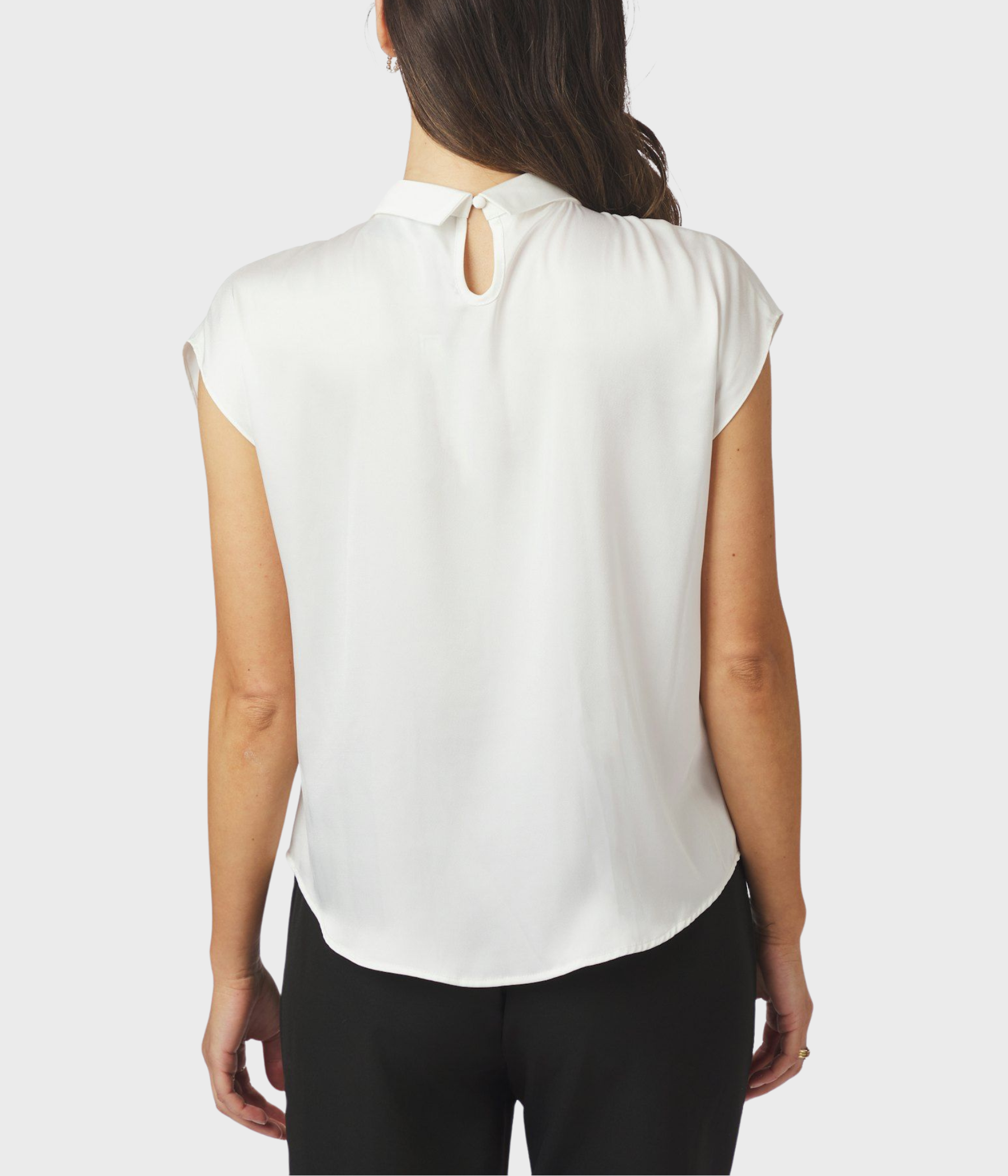 Fleur Drapy Satin Blouse. (121 Off White)