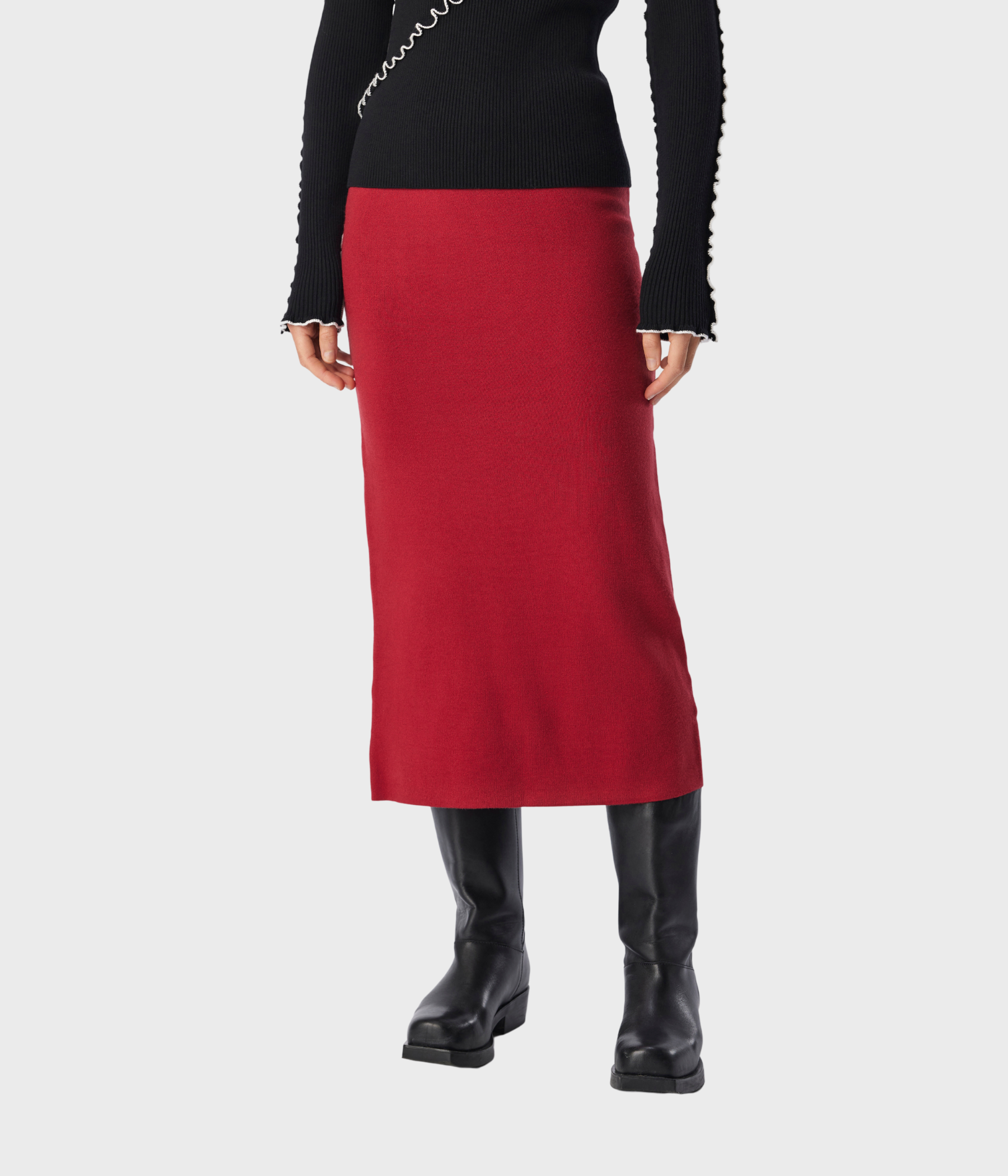 OBJREYNARD HW KNIT SKIRT E AW Noos. (Red Dahlia Detail:Col)