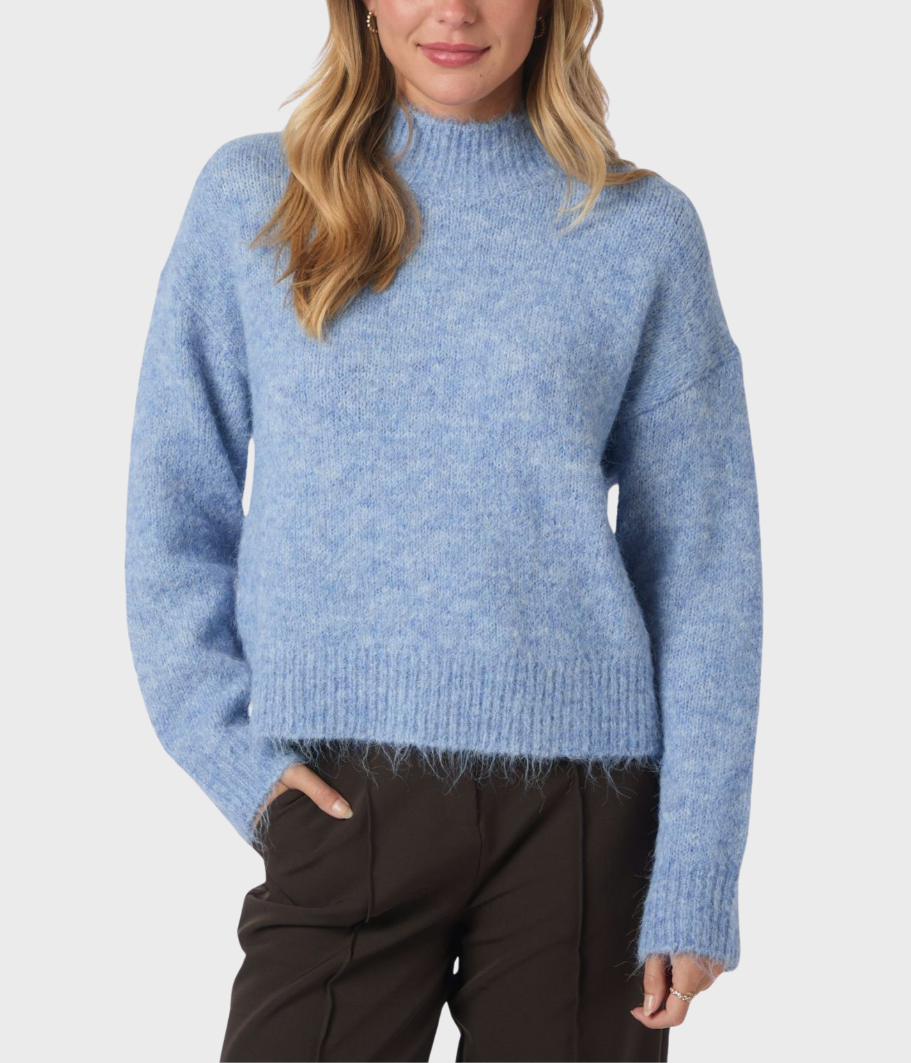 Paulina Fluffy Knit Blouse (142 Dusty blue)