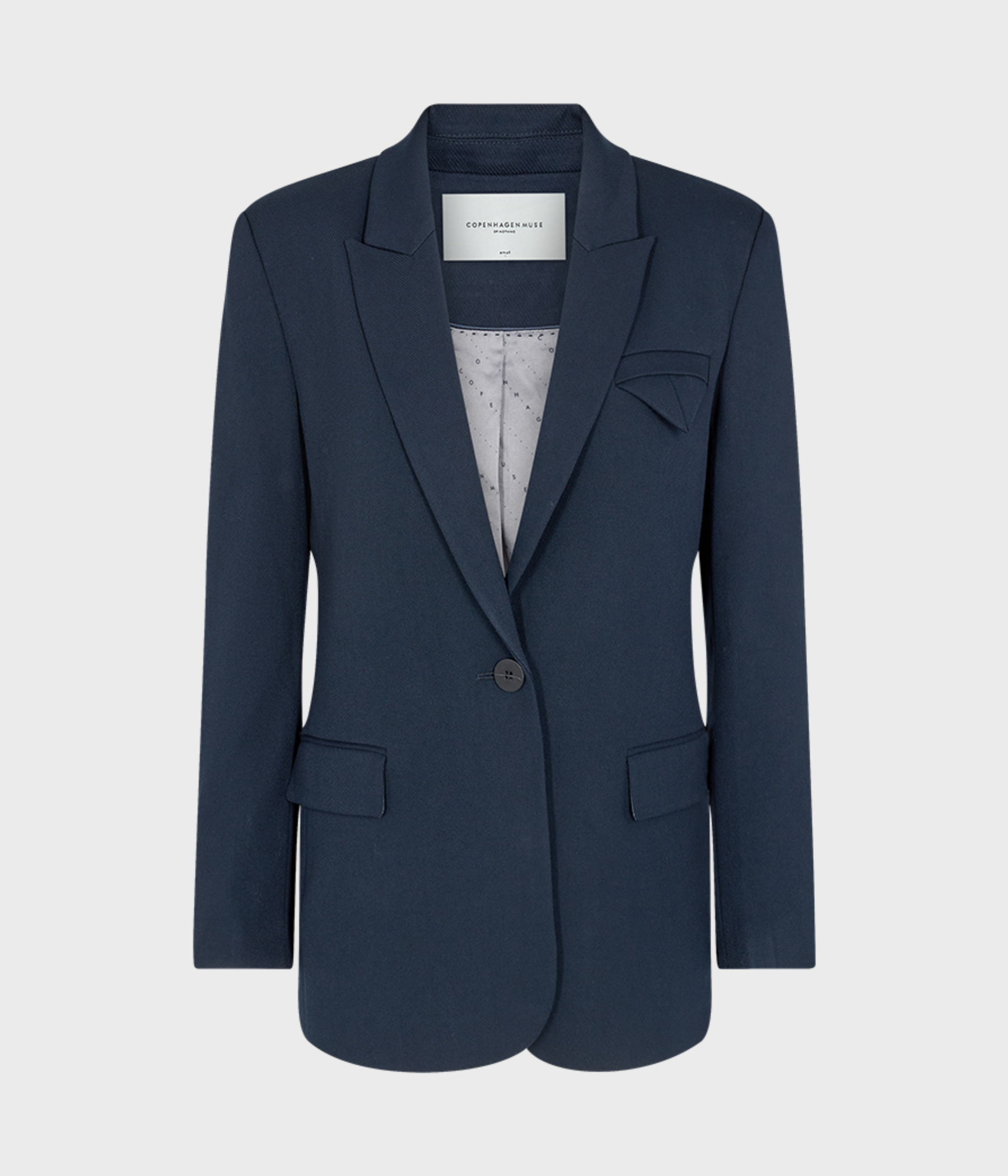 Mörkblå blazer med enkel knappstängning