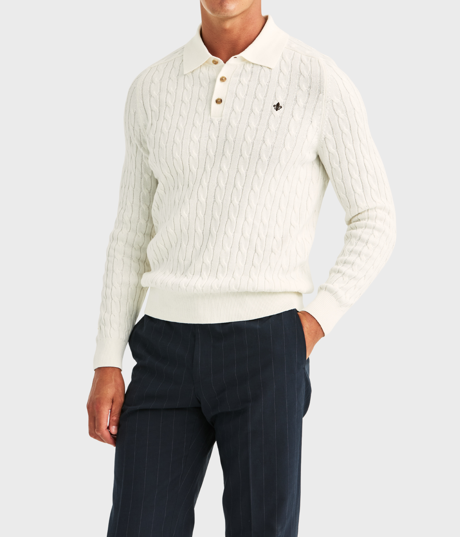 Lancaster Cable Polo (02 Off white)