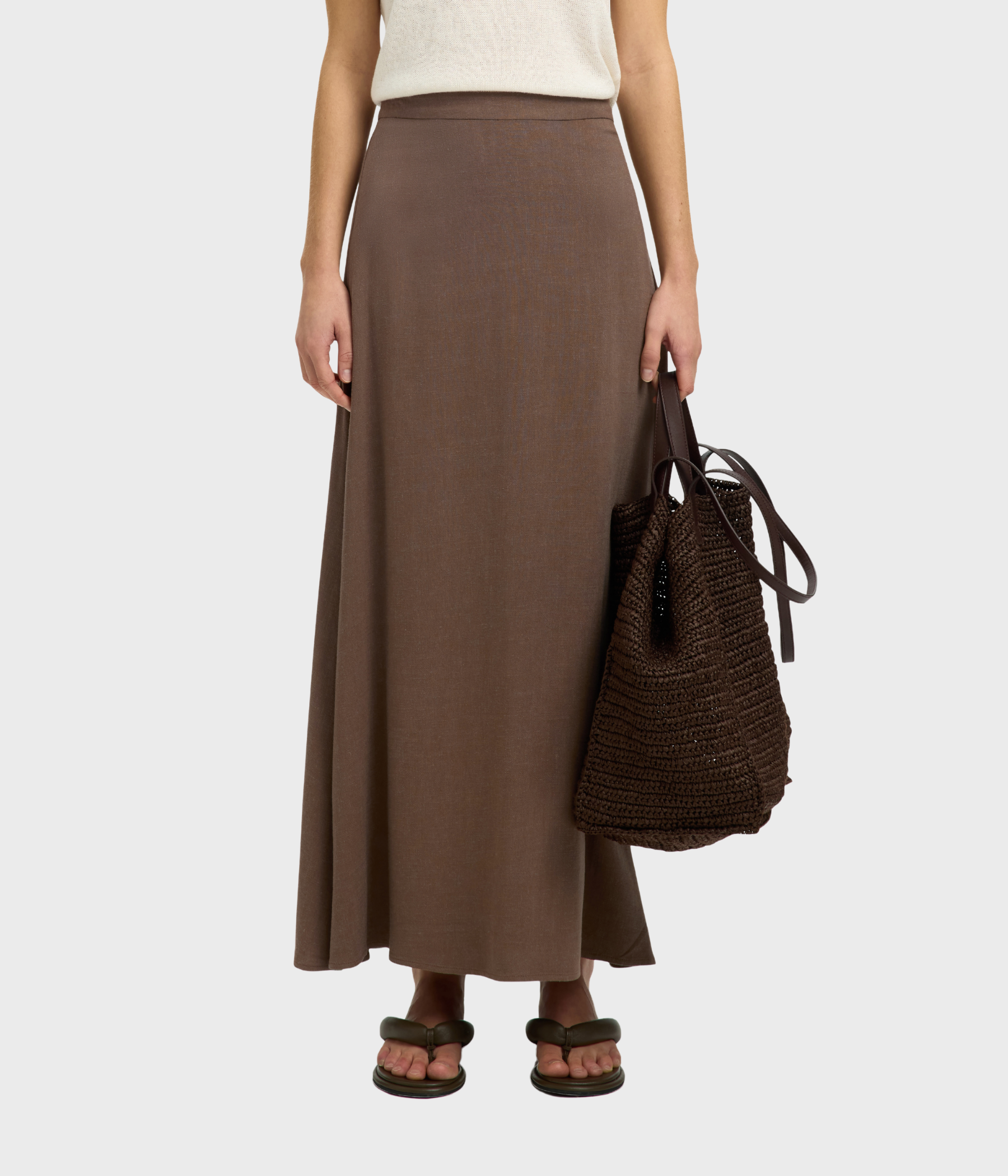 SLFVIVA HW ANKLE LINEN BLEND SKIRT NOOS (CHOCOLATE CHIP) - D.O. Design Only