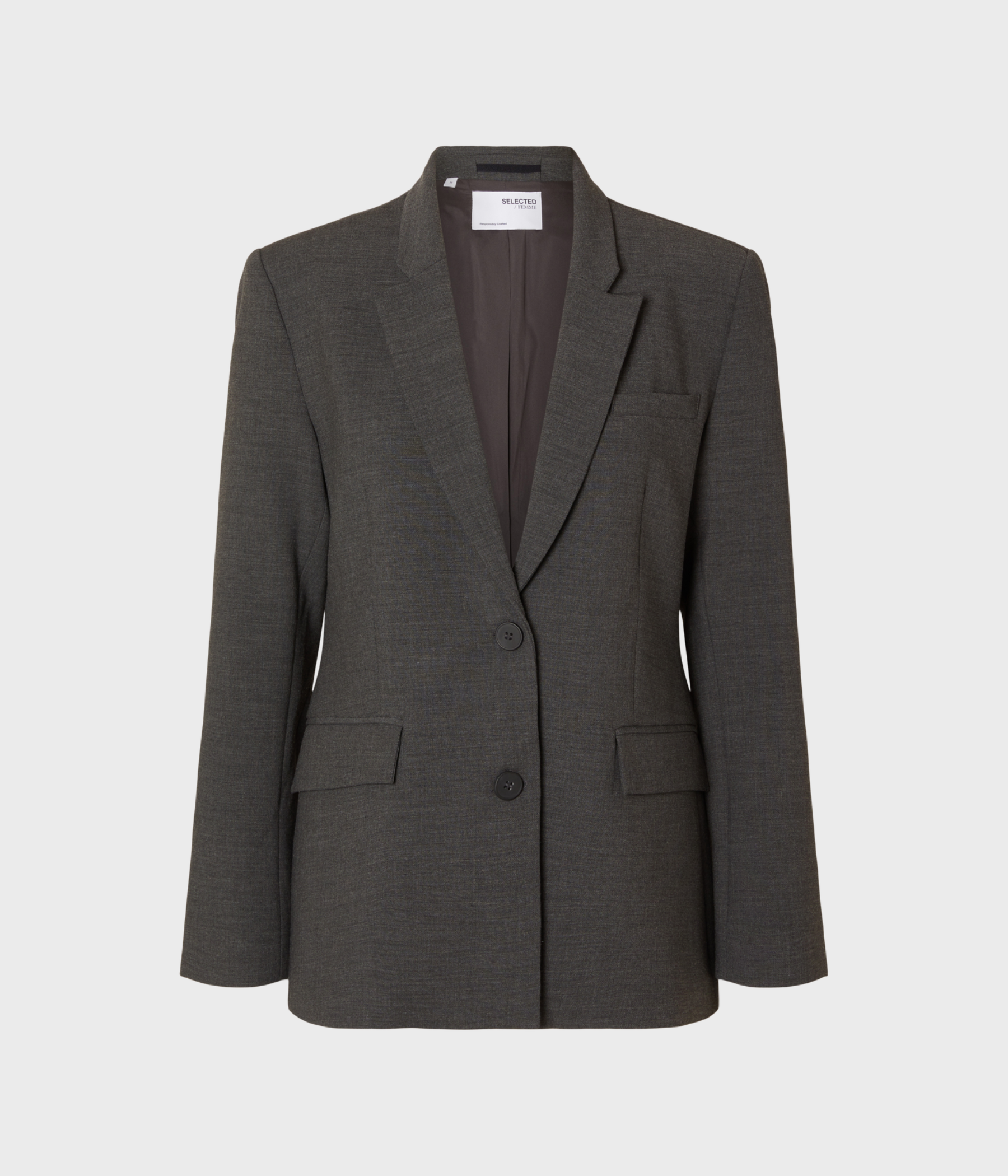 Klassisk mörkgrå blazer från Selected Femme