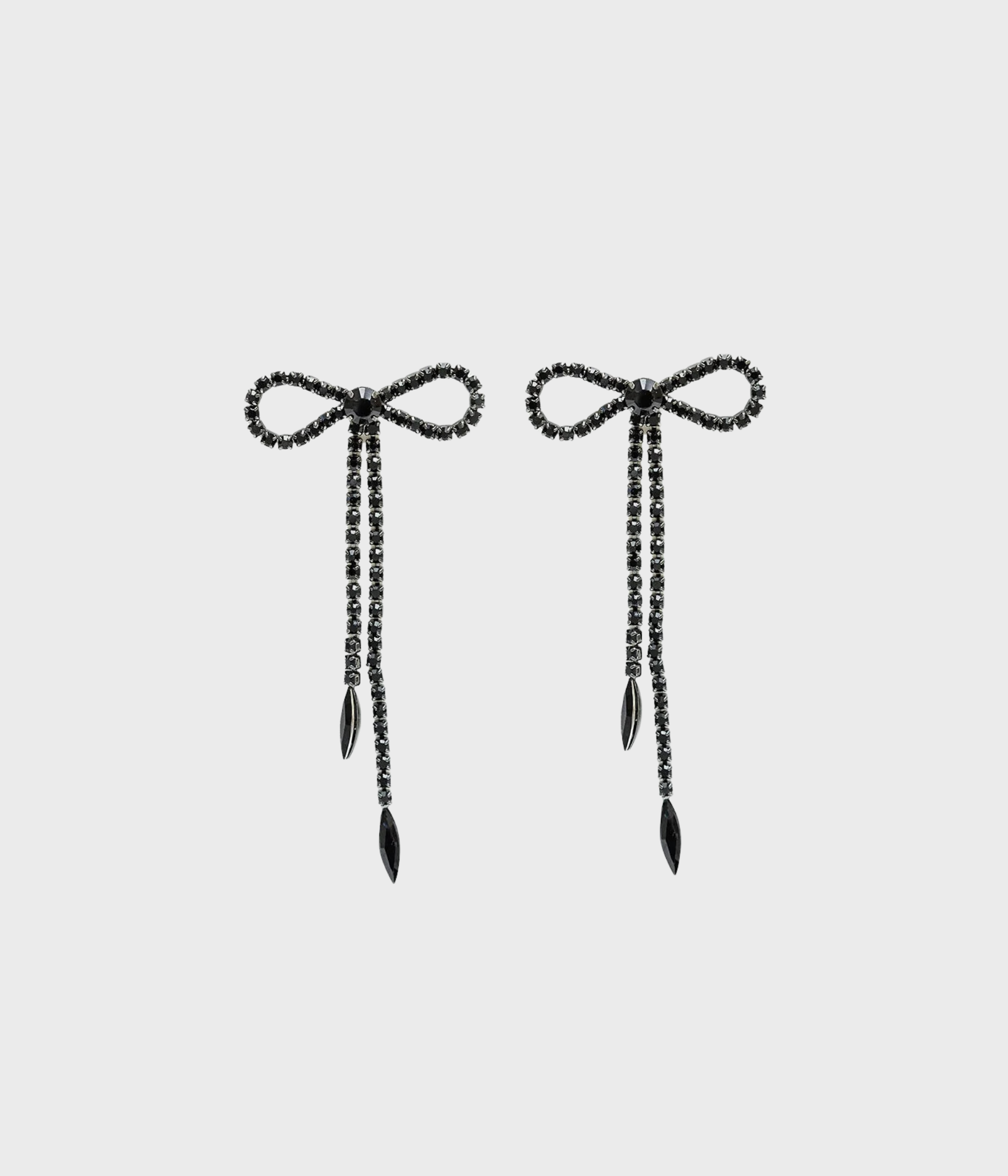 Strass Bow Earrings (Black Strass)