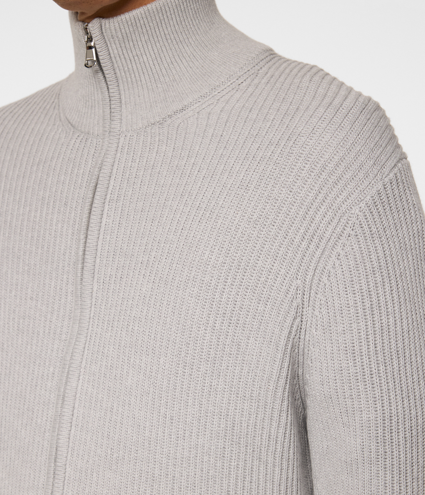 Alexis Full Zip Cardigan. (U199 Light Grey Melange)