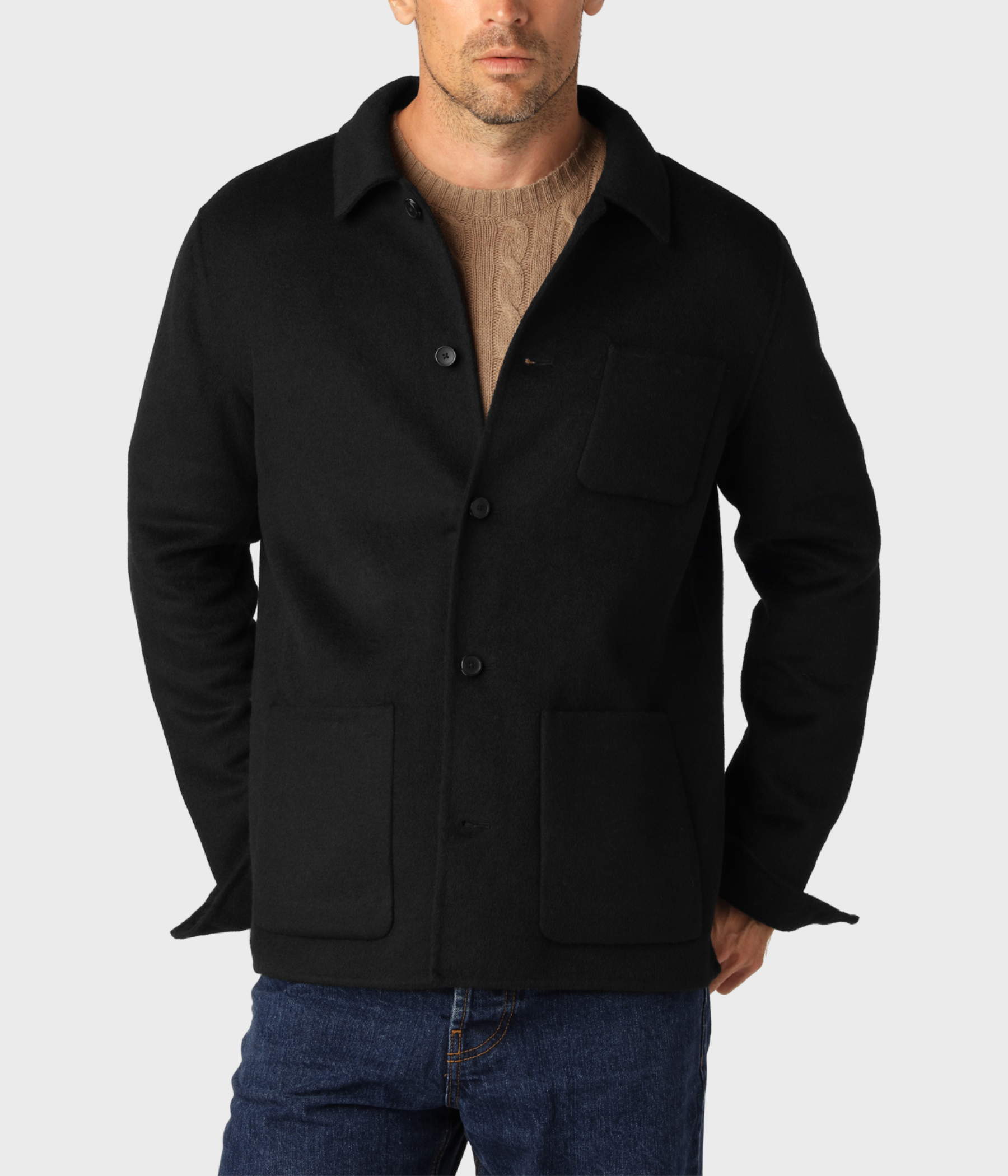 Wool Overshirt. (Black)