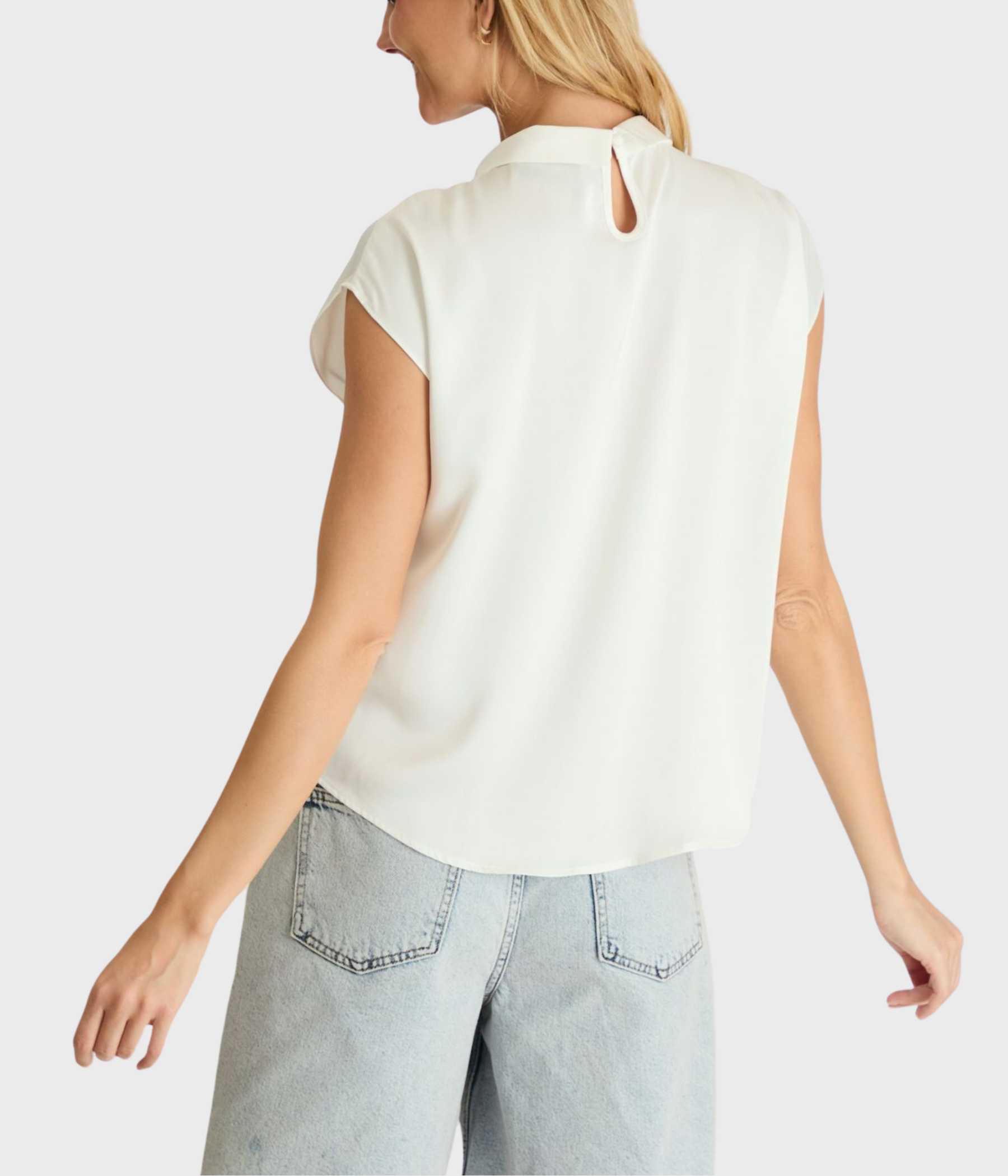 Fleur Drapy Satin Blouse. (121 Off White)