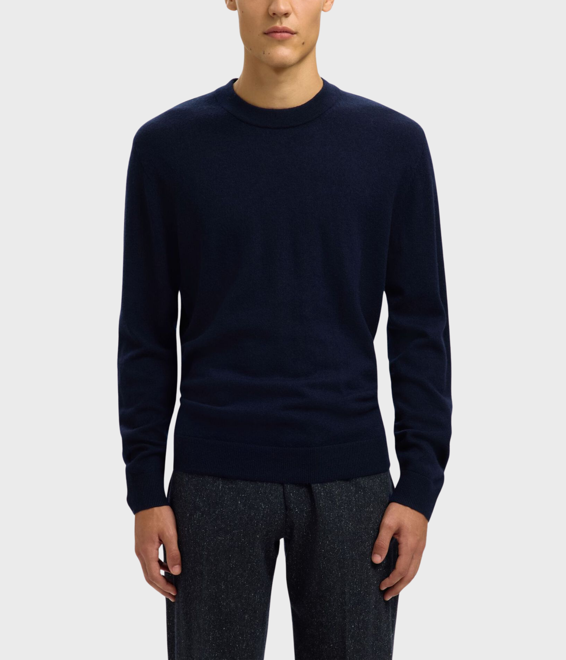 SLHTRAY MERINO BRUSHED RELAXED CREW NOOS. (navy blazer)