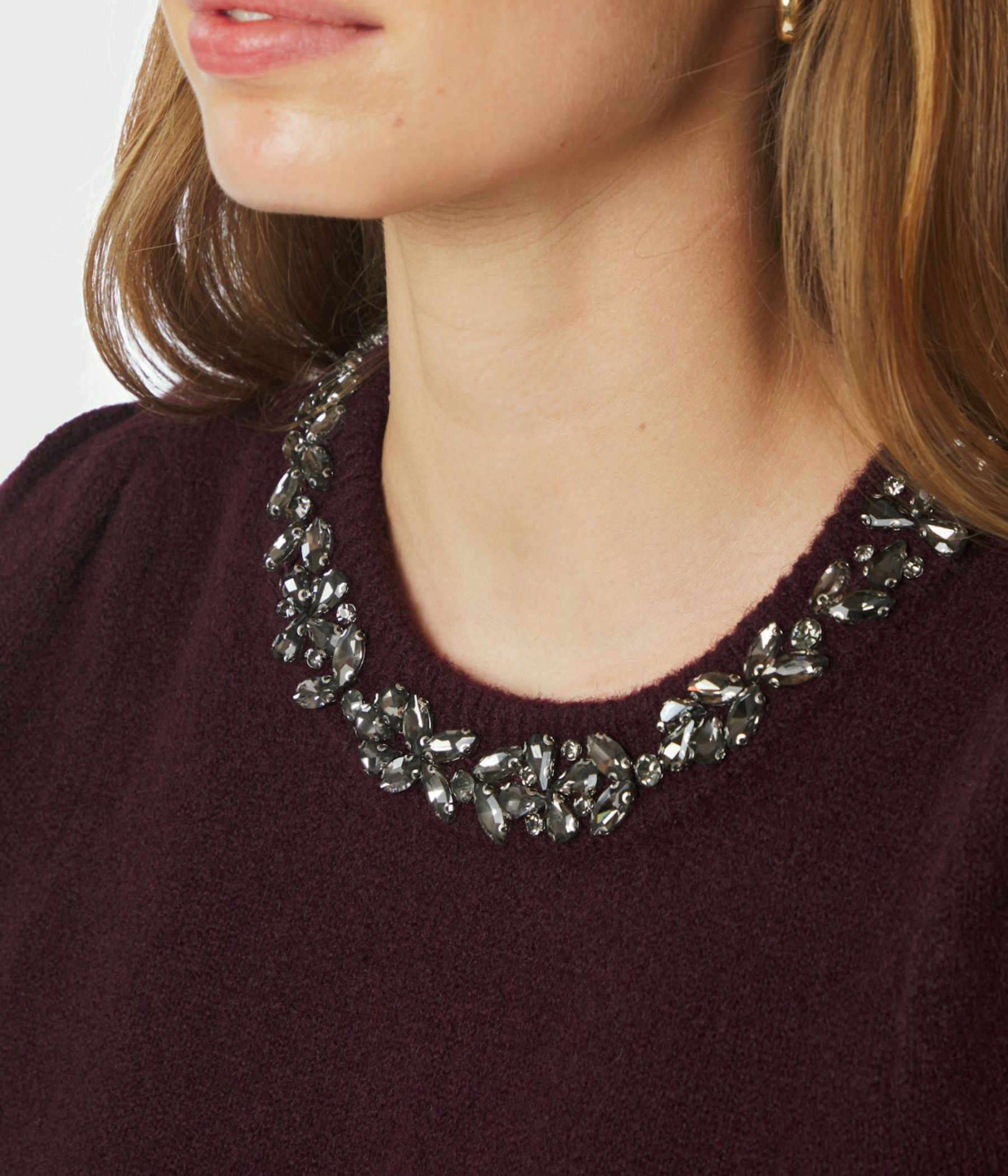 Maia Stone Knit Blouse. (682 Wine)