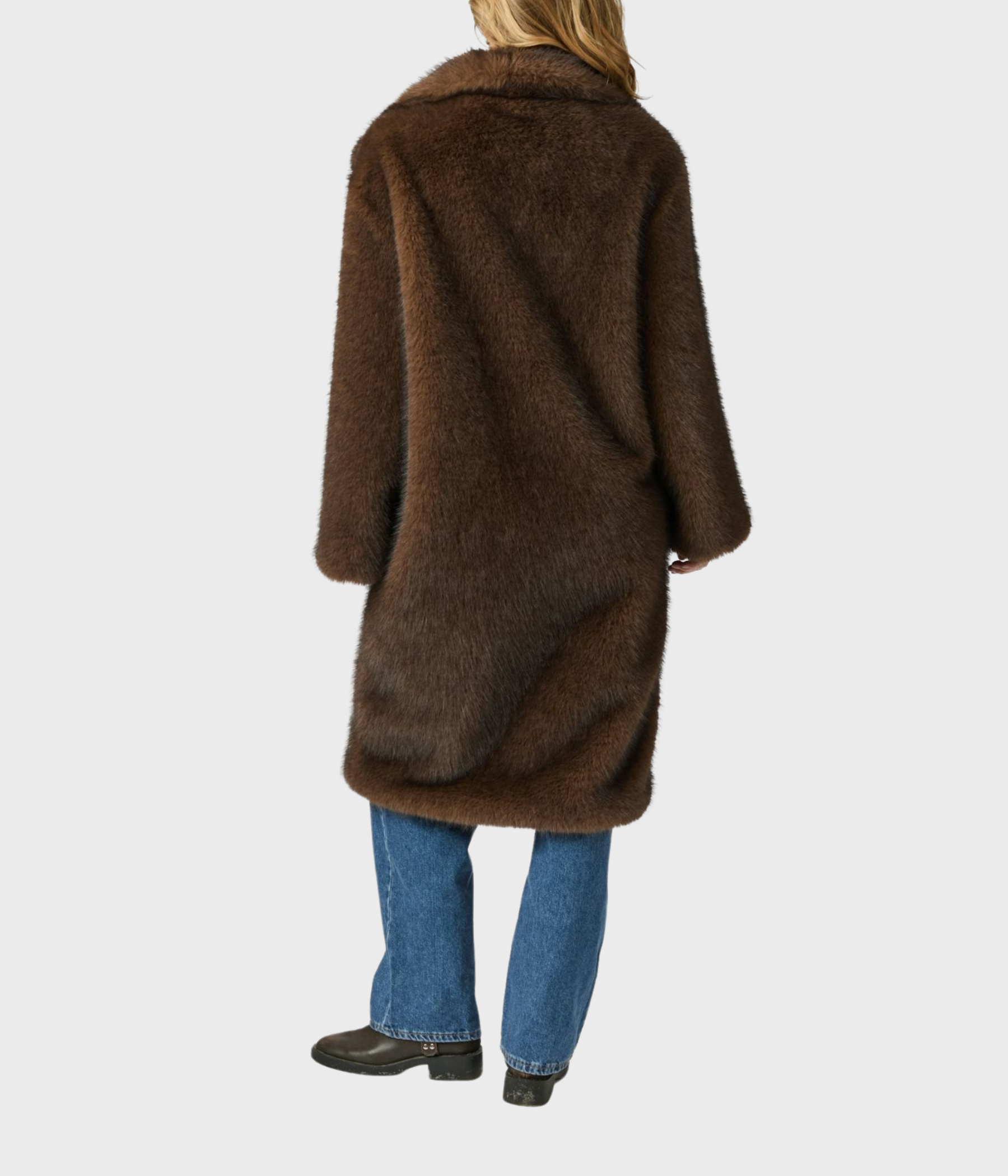 Stephanie Faux Fur Long Jacket (210 BROWN)