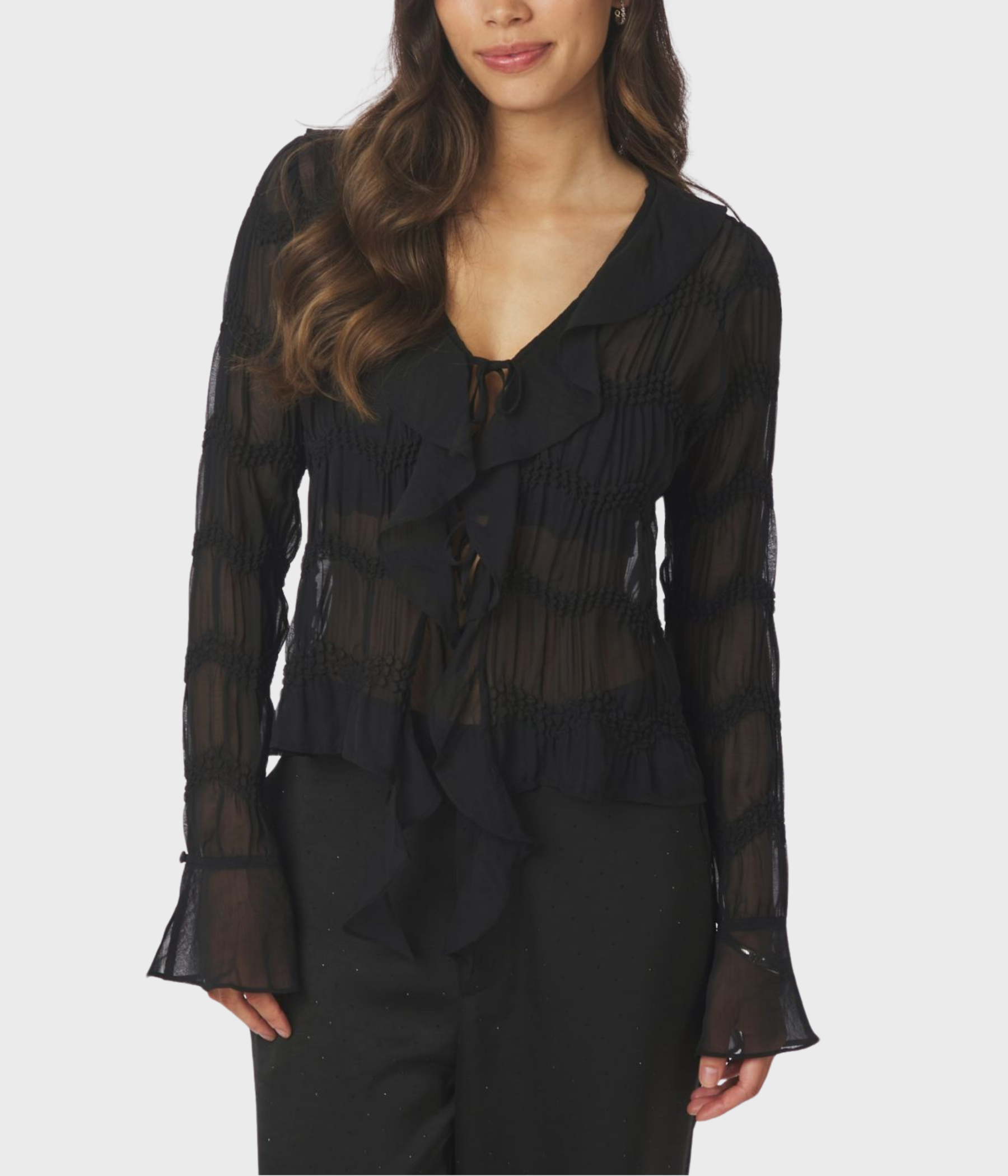 Anika Crepe Chiffon Blouse (Black)