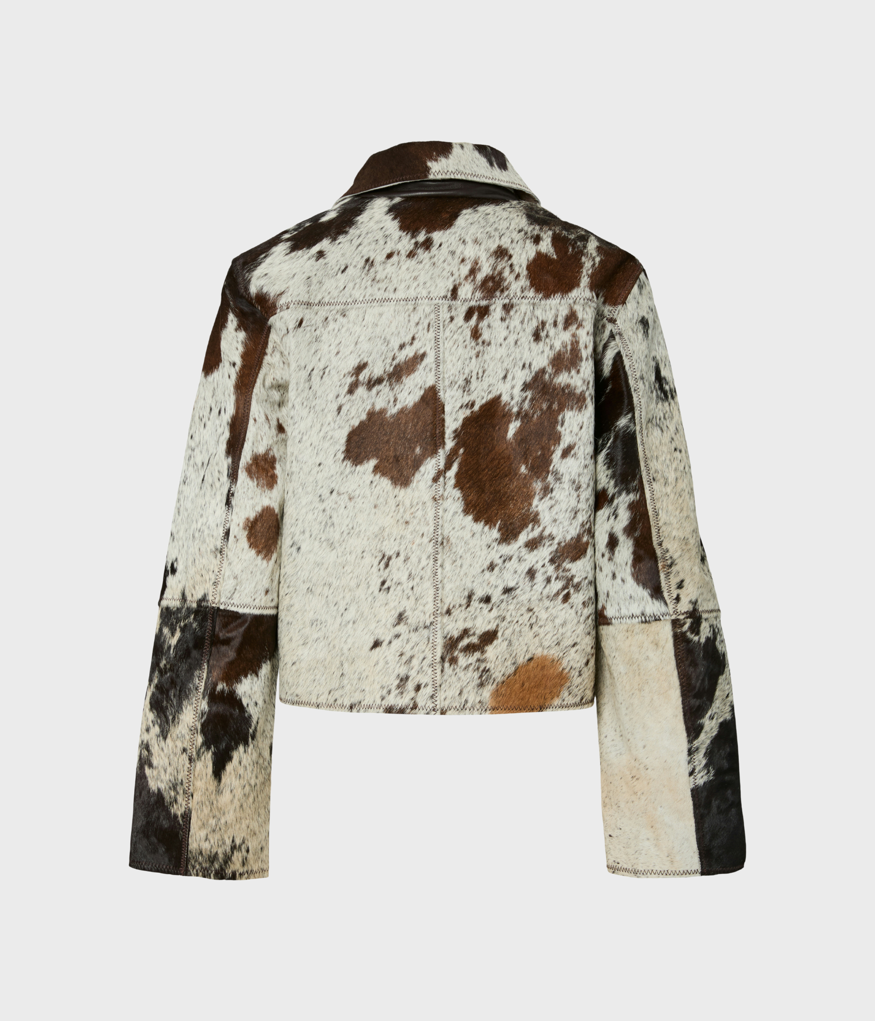 YASCAROLINE LS COW LEATHER JACKET - D2D. (Chocolate Brown AOP:Cow Print)