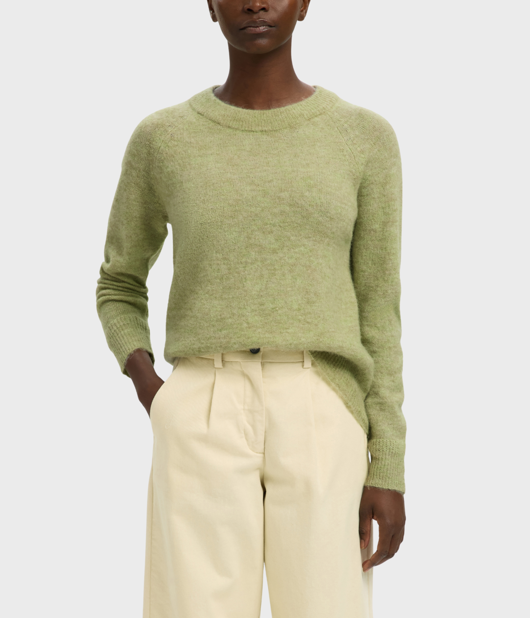 SLFLULU LS KNIT O-NECK NOOS. (Lint Detail:MELANGE)