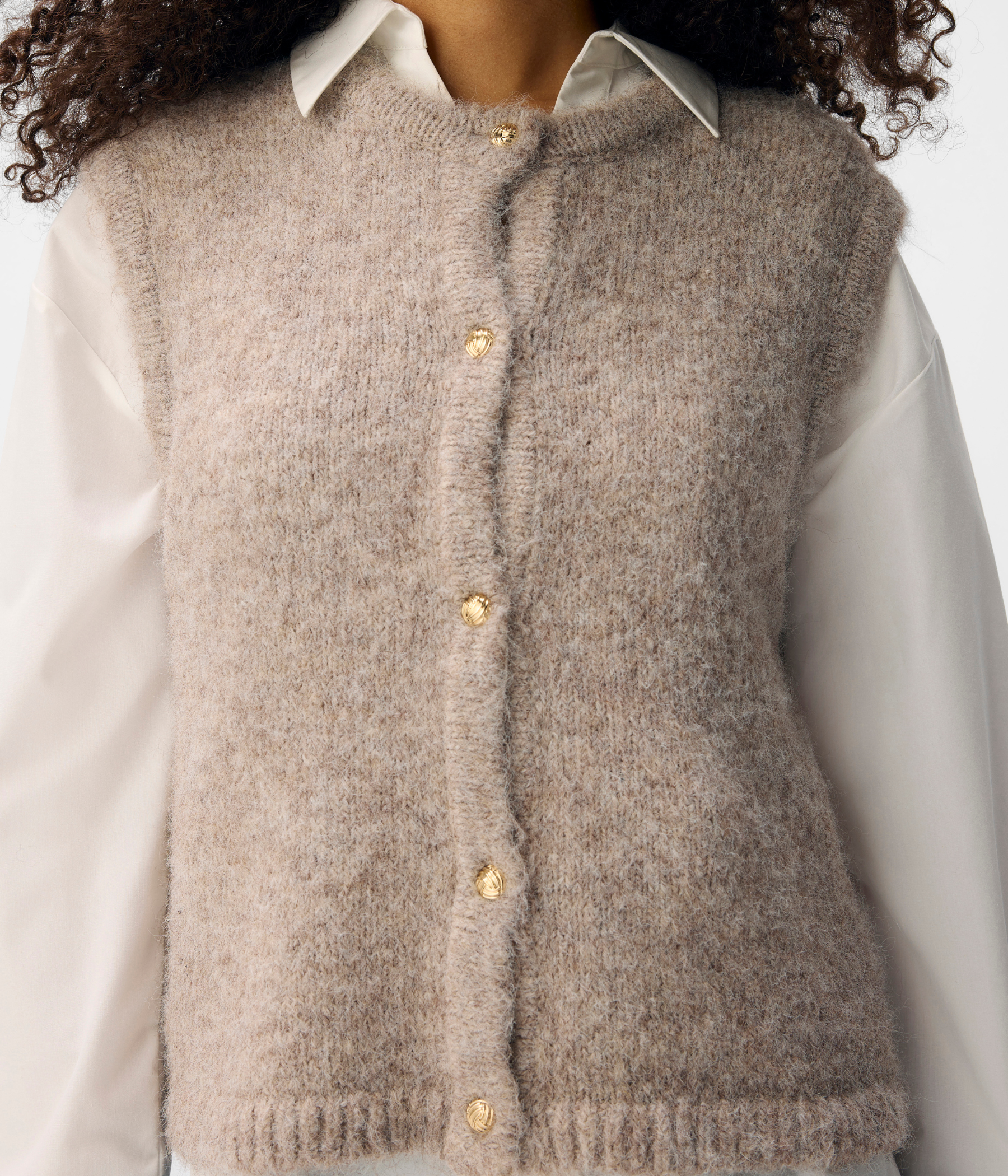 OBJSAGGIA RE KNIT VEST CARDIGAN NOOS. (Humus)