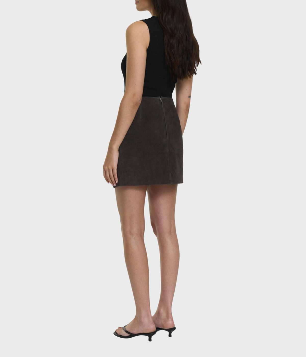 Hollow Suede Skirt (MOCHA BROWN)