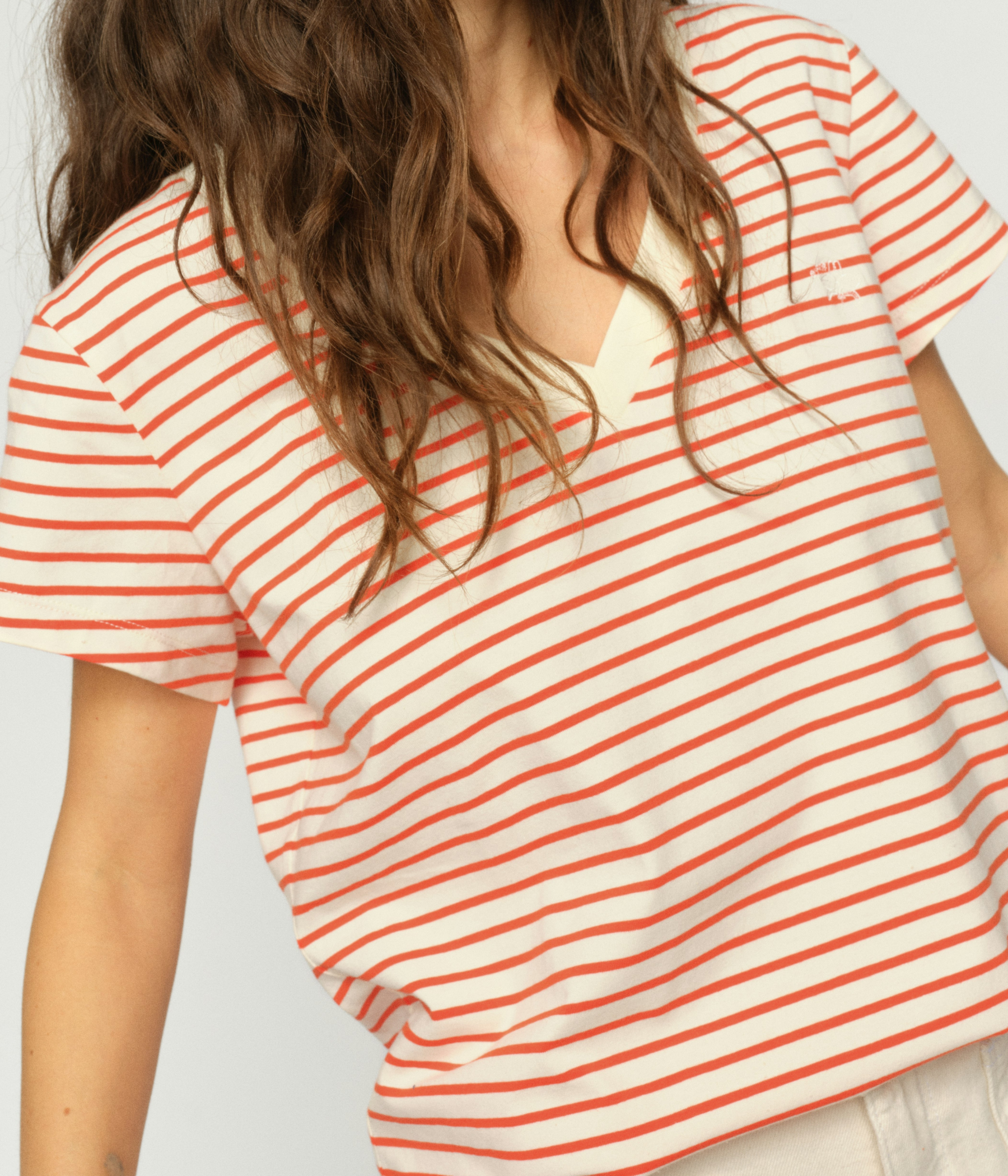Mmkala V-SS Stripe Tee (167 Spicy Orange)