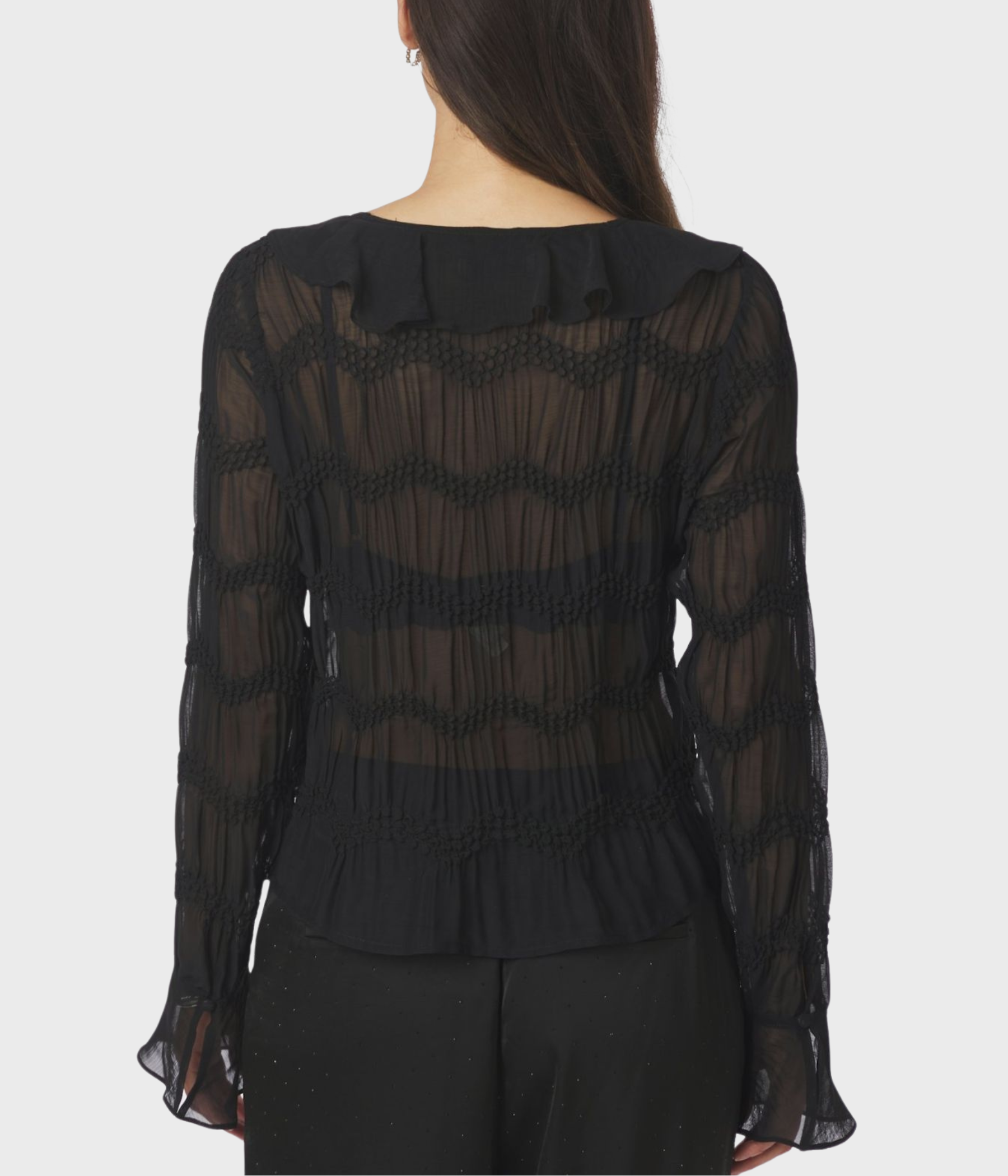 Anika Crepe Chiffon Blouse (Black)