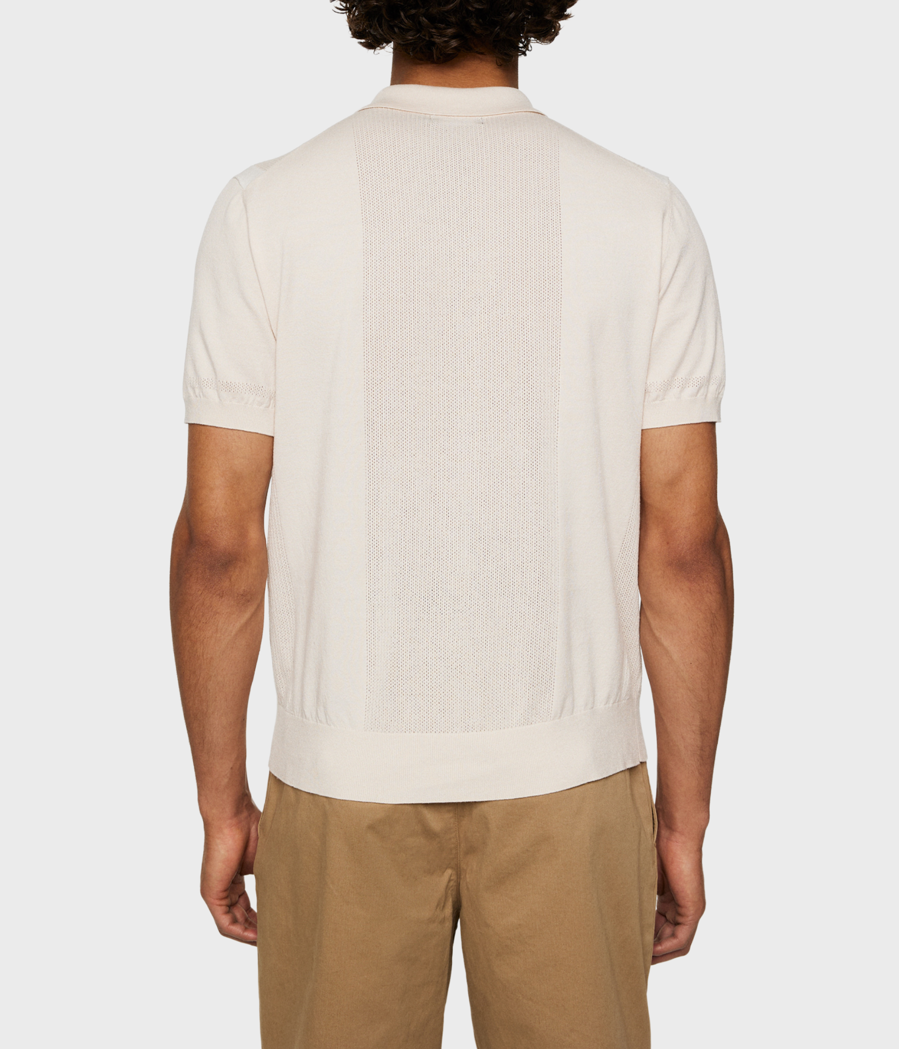 Reymond Stripe Knit Polo (U029 Moonbeam)