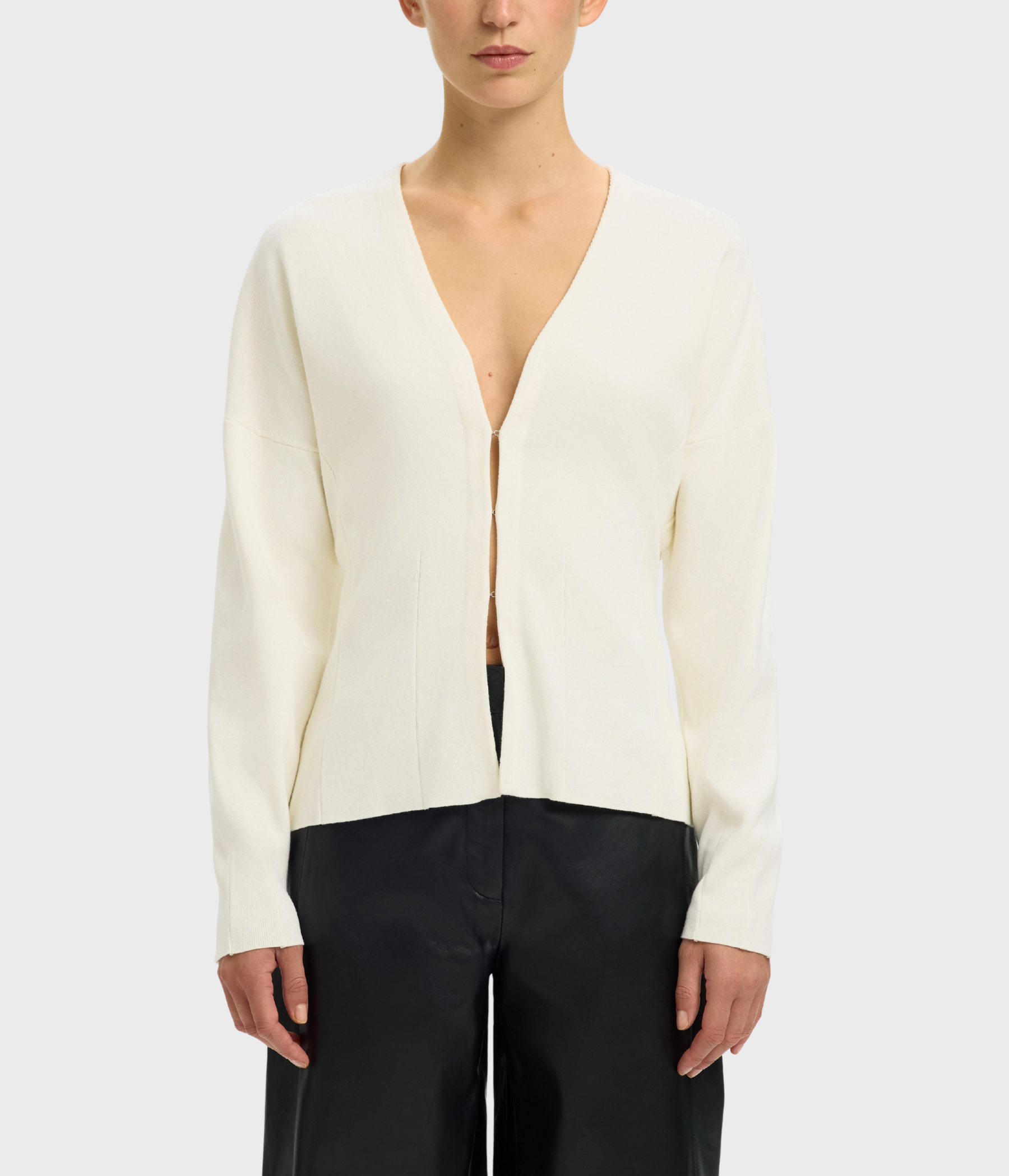 SLFANEMONE LS 68021 WAISTED CARDIGAN (EGRET)