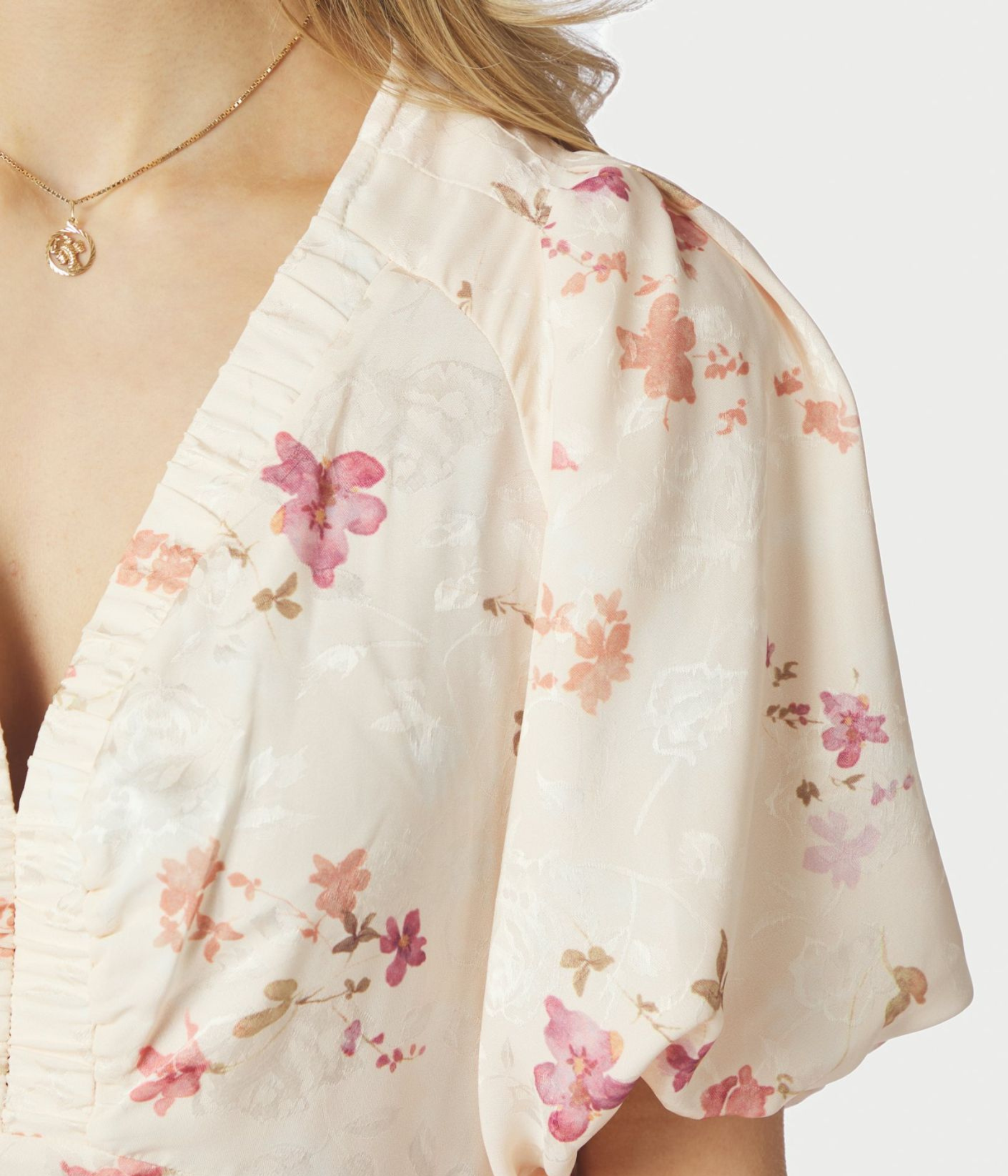 Illana Sateen Print Dress (122 creme)