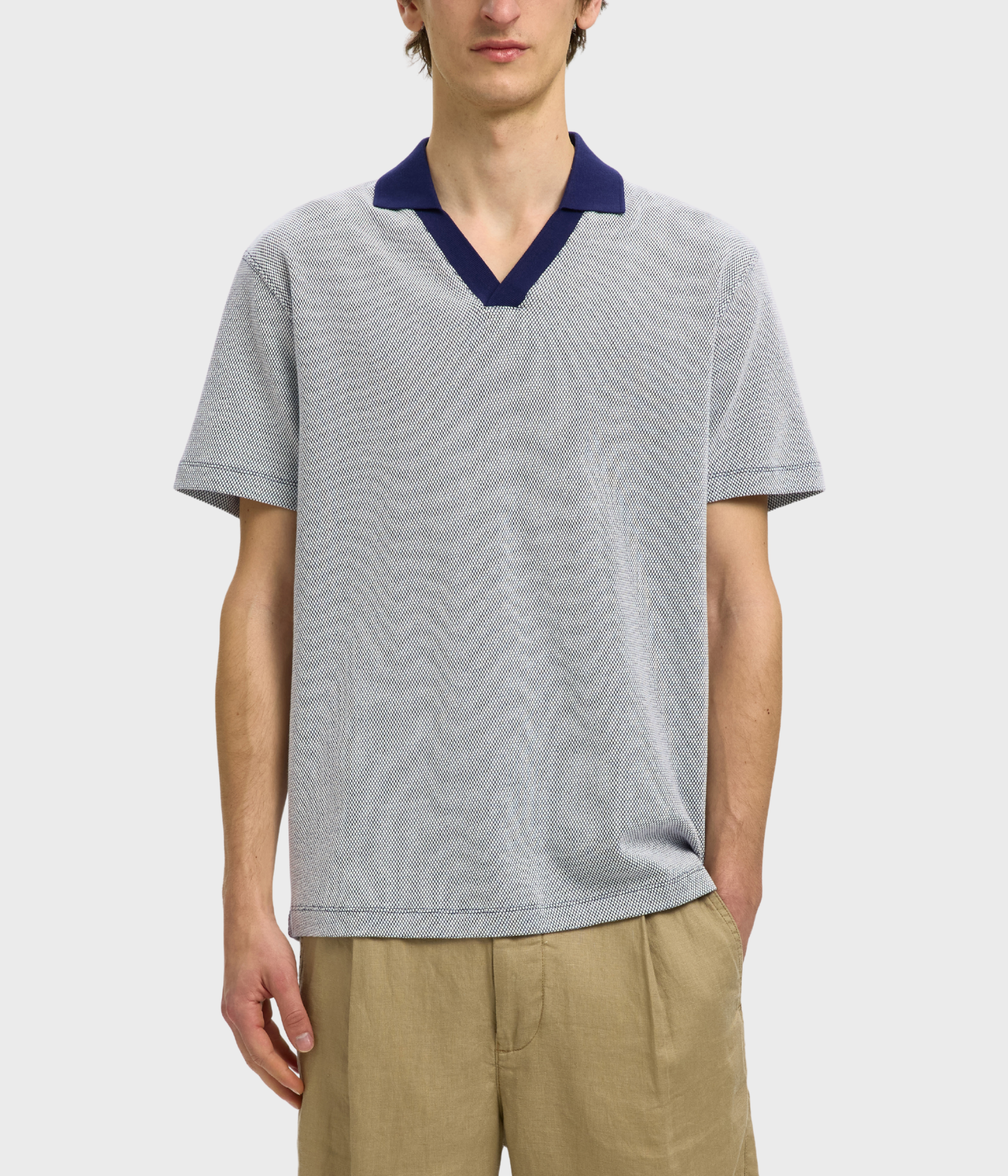 Slhkai Ss Polo (Ocean Cavern Stripes:Egret)