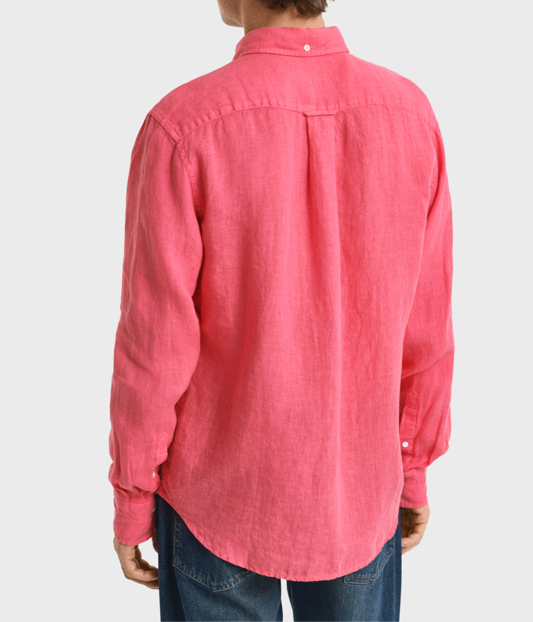 REG GMNT DYED LINEN SHIRT (648 WATERMELON RED)
