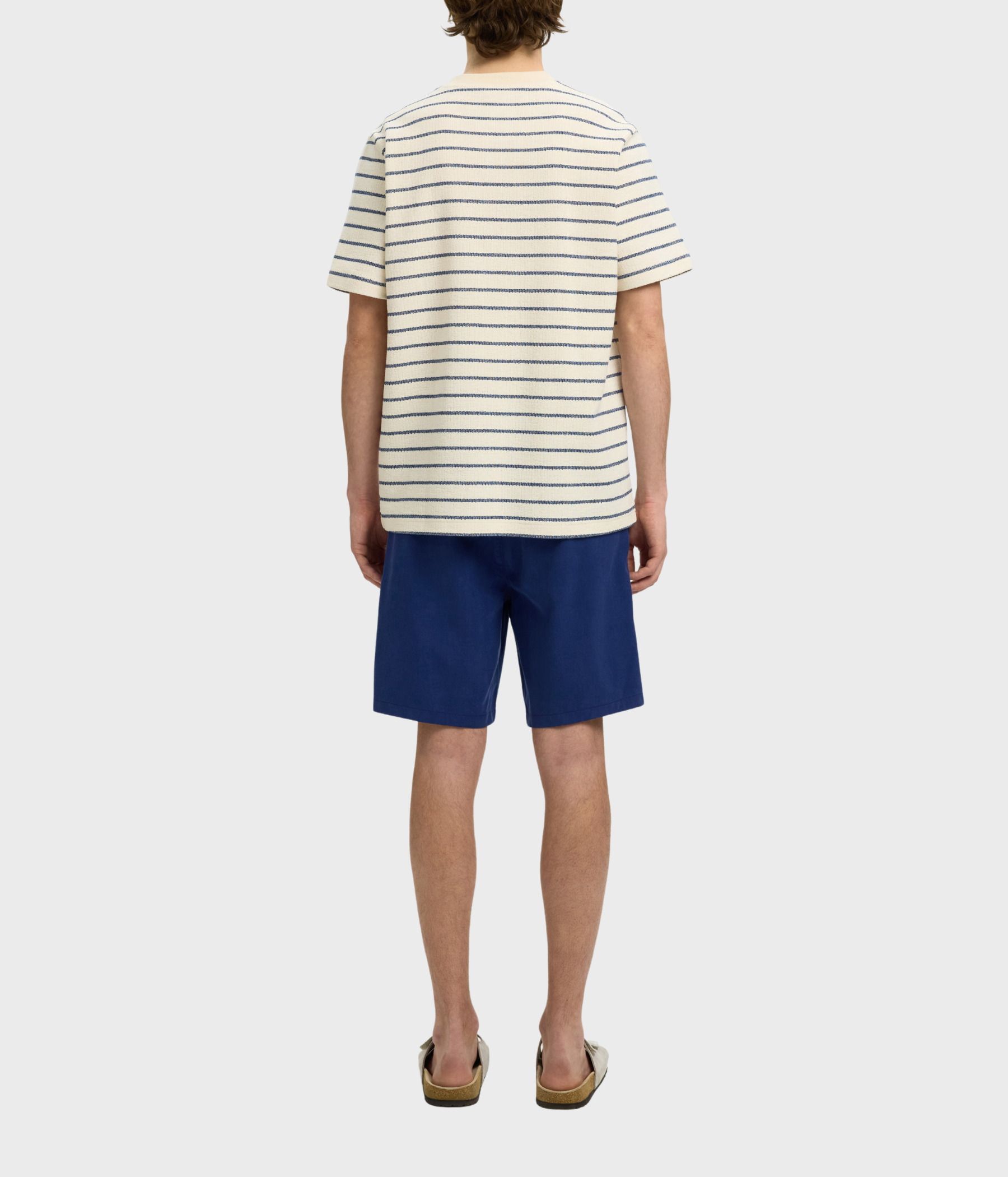 Slhdjango Stripe Ss O-Neck Tee (Ocean Cavern Stripes:Birch)
