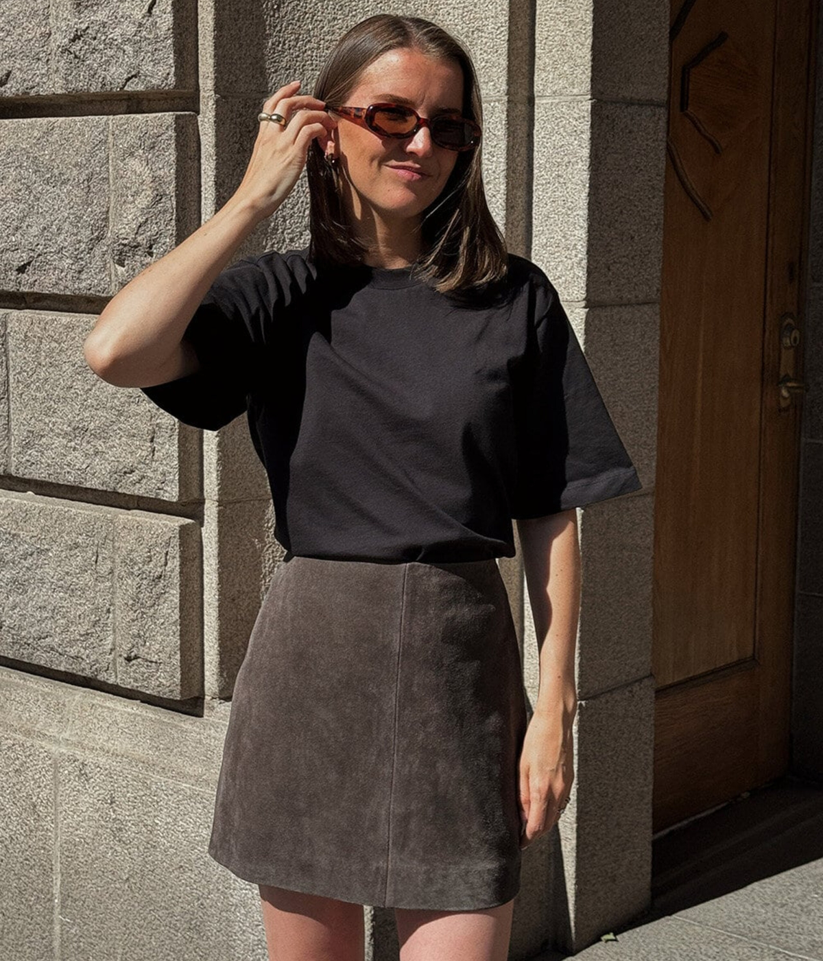 Hollow Suede Skirt (MOCHA BROWN)