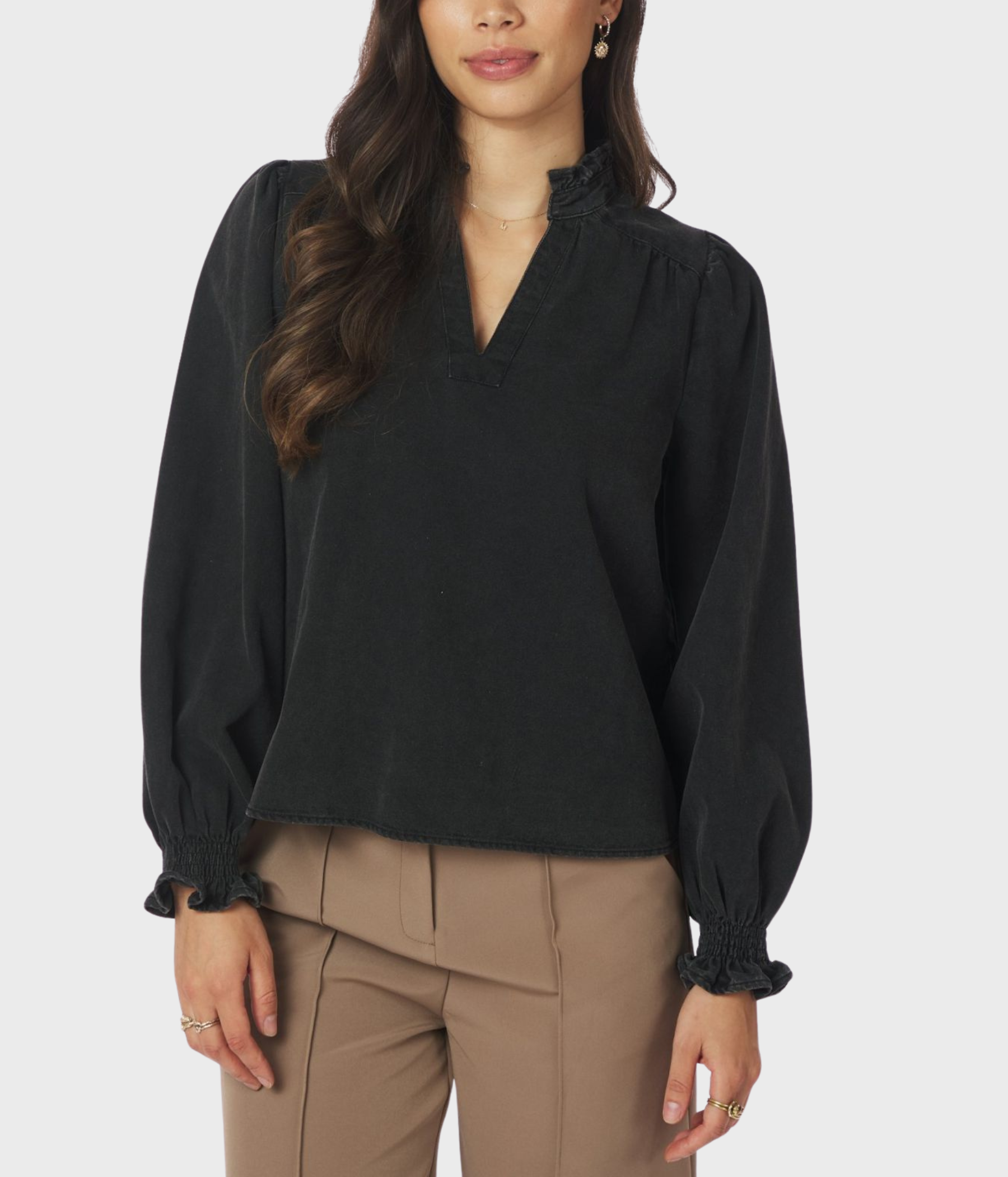 Emmeline Denim Blouse (100 Black)