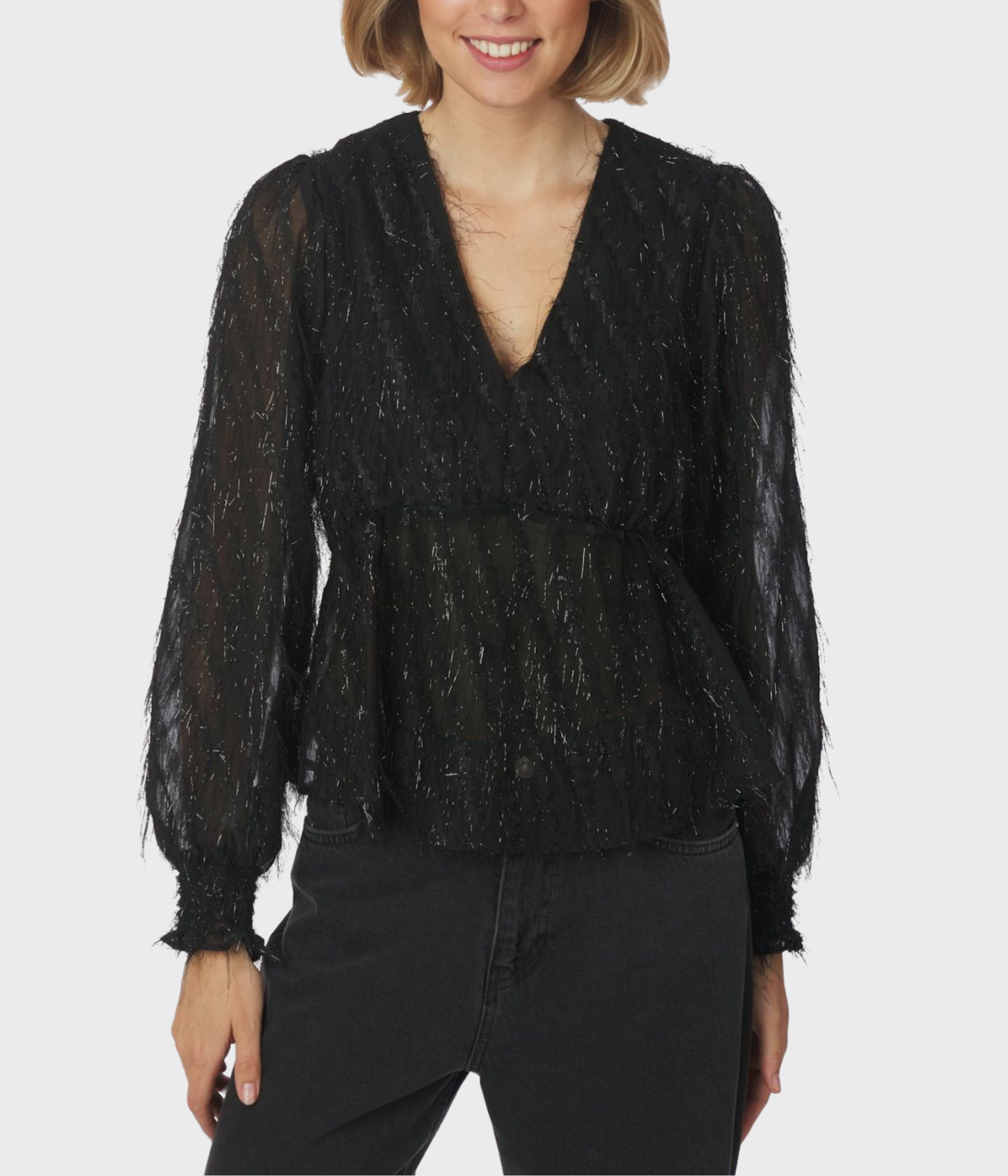 Fiana Frilly Blouse (100 Black)