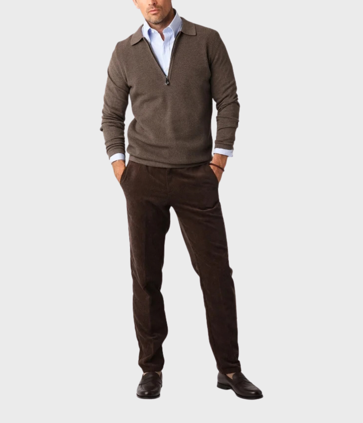 Cotton Half Zip (NOUGAT)