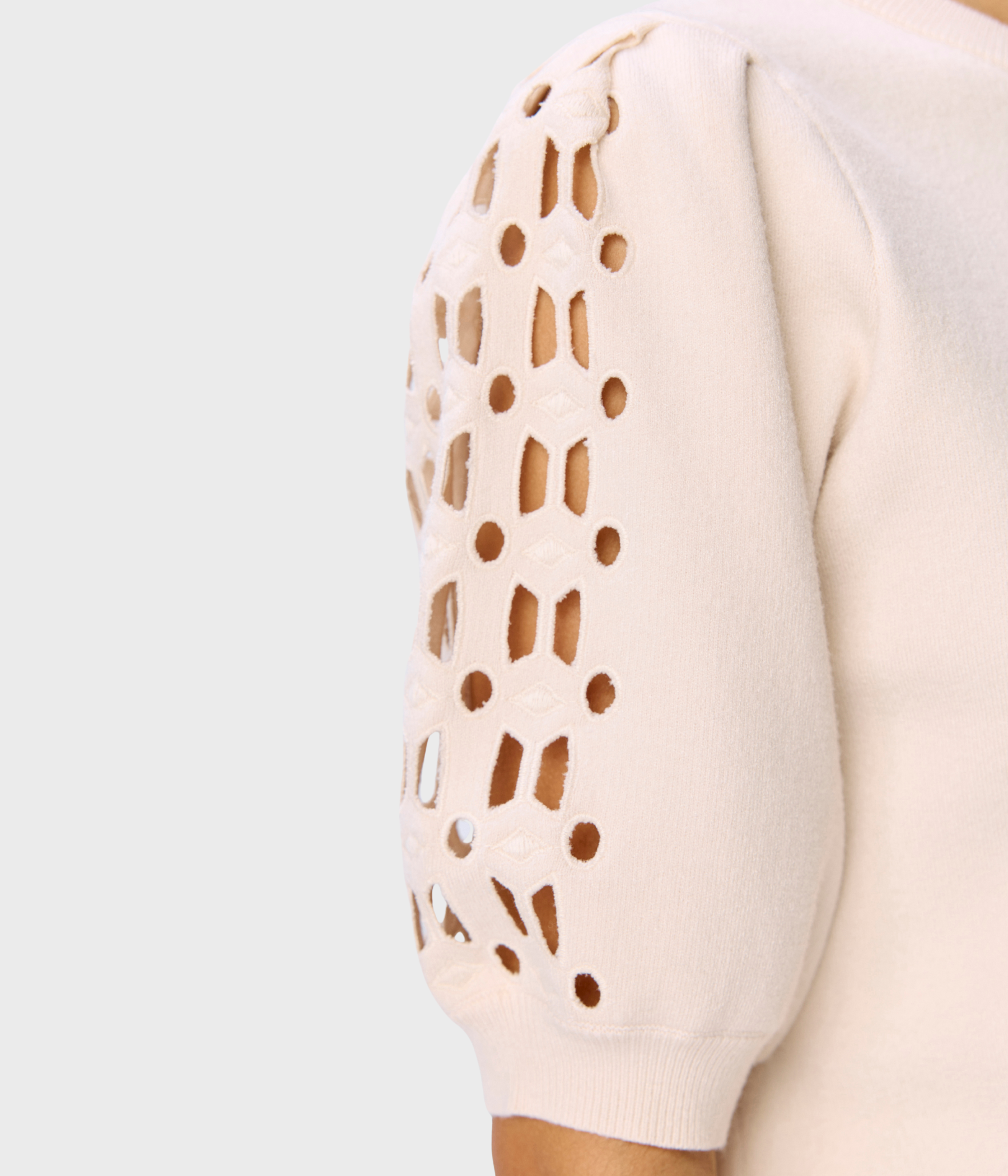 OBJYUKI S/S RE KNIT PULLOVER NOOS (White Sand)