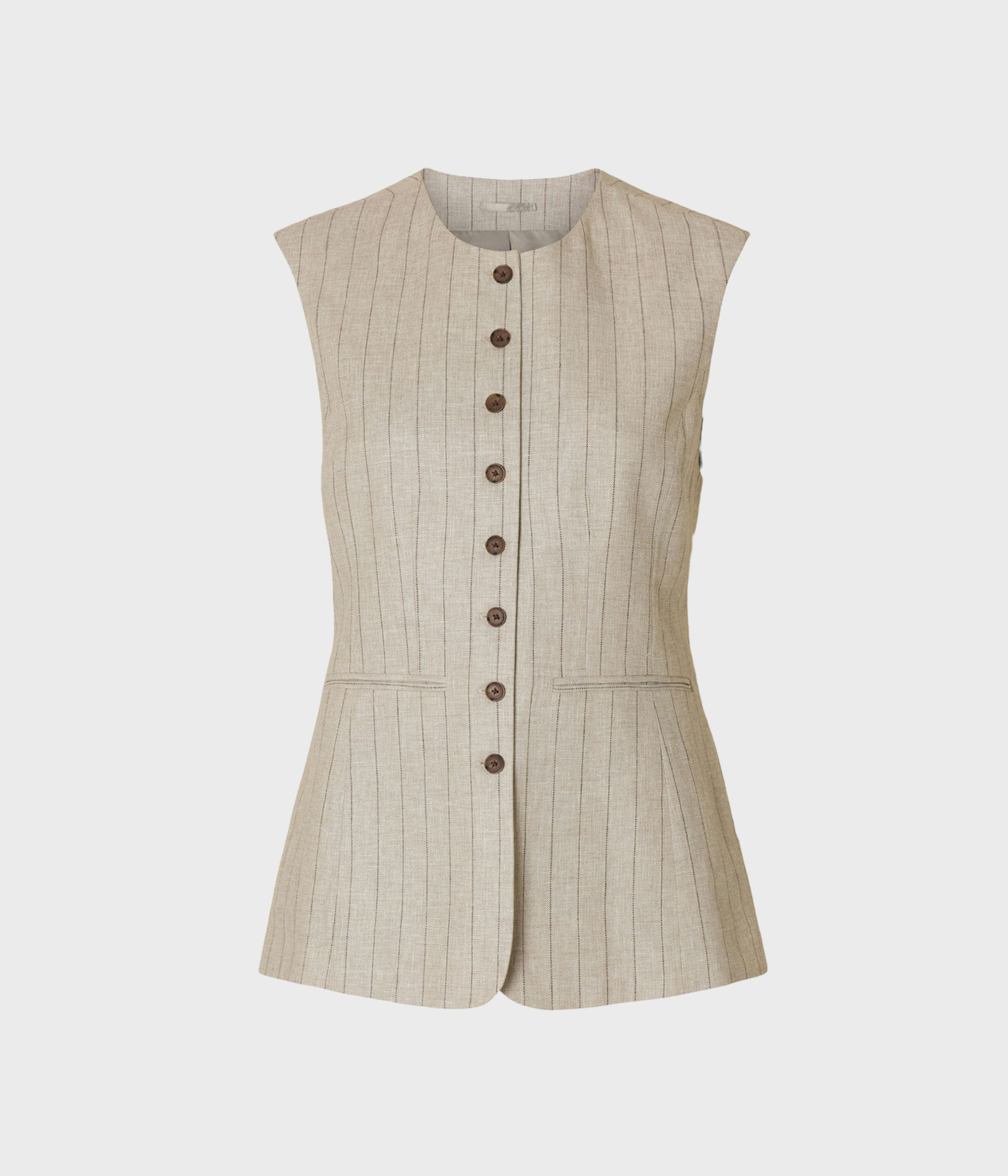SLFVILKA SUN LONG VEST (Oatmeal Stripes:PIN STRIPE)