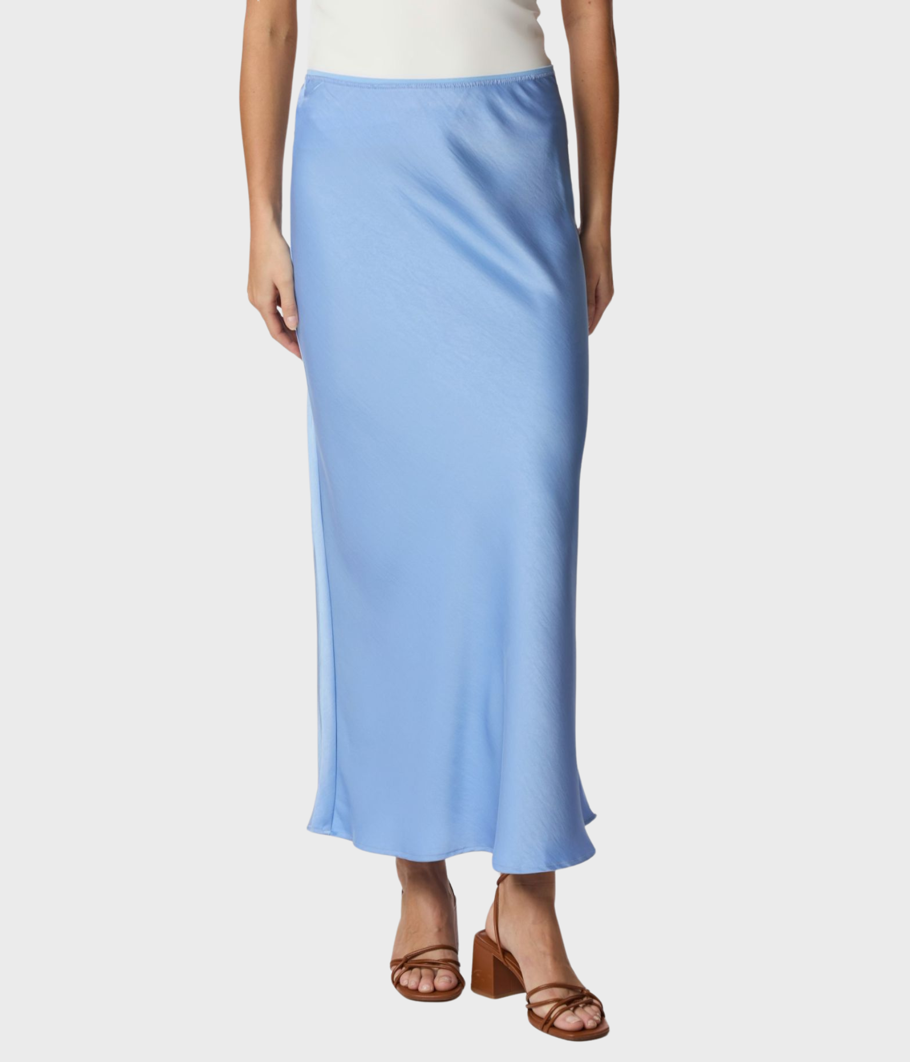 ljusblå lång satinkjol