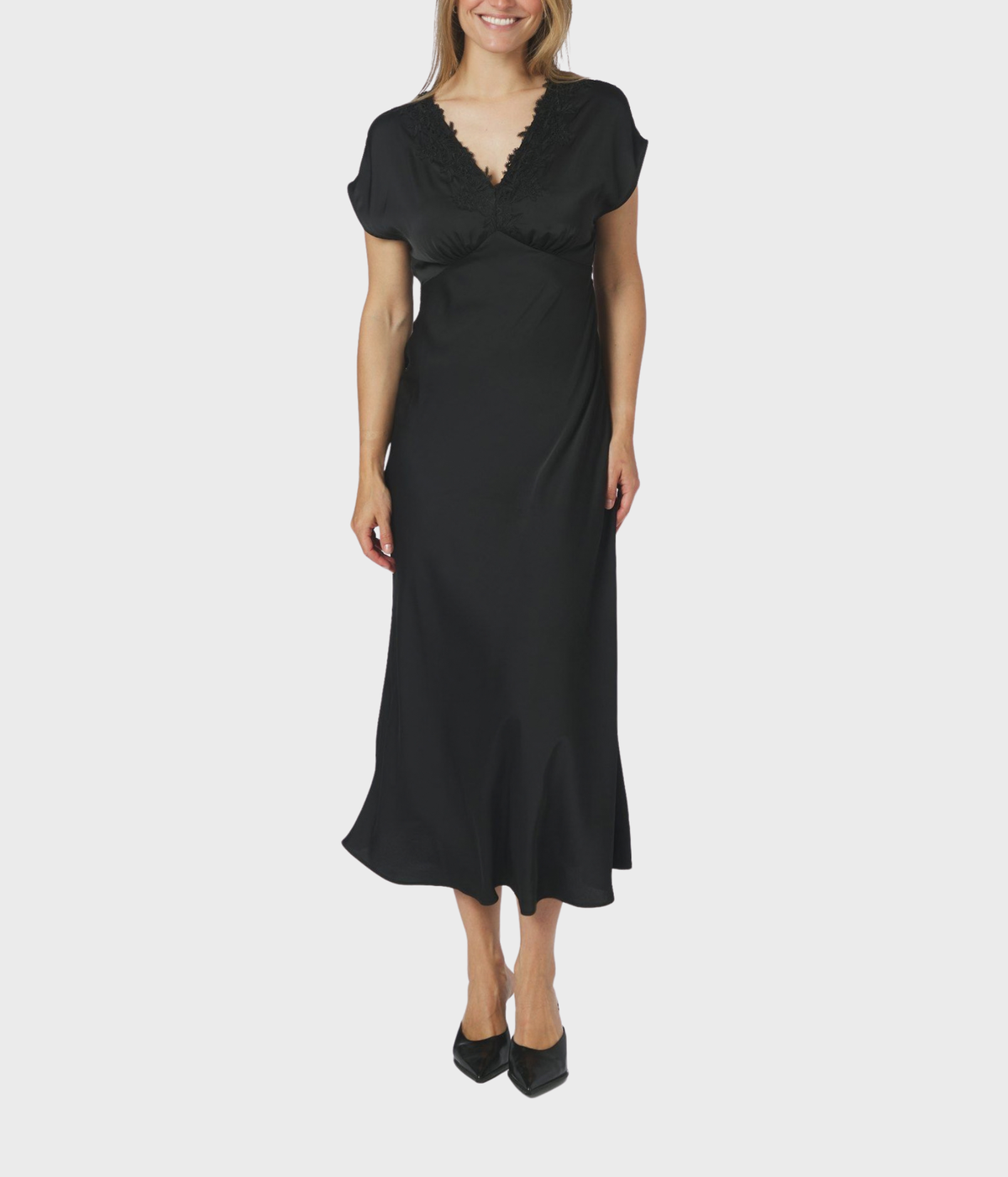 Clarita Drapy Sateen Dress (100 Black)