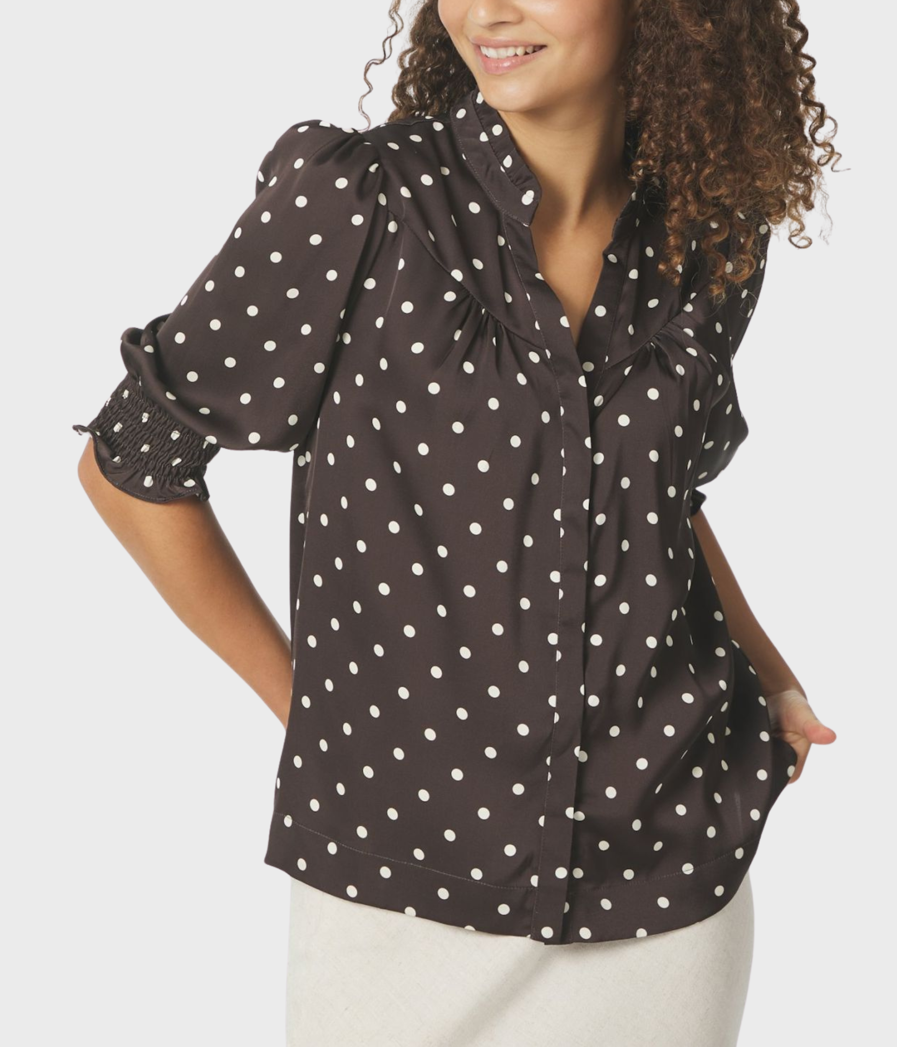 Diana Dot Blouse (676 DARK BROWN) - D.O. Design Only